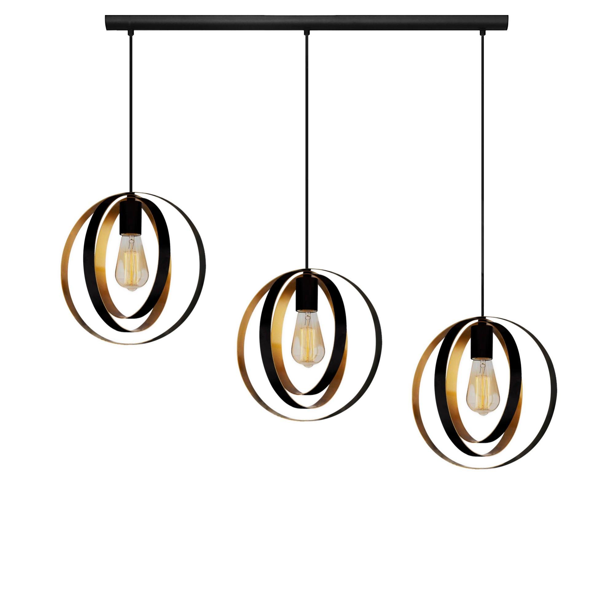 Lámpara de techo xtrelamp enora regleta 3 luces e27 negro/oro