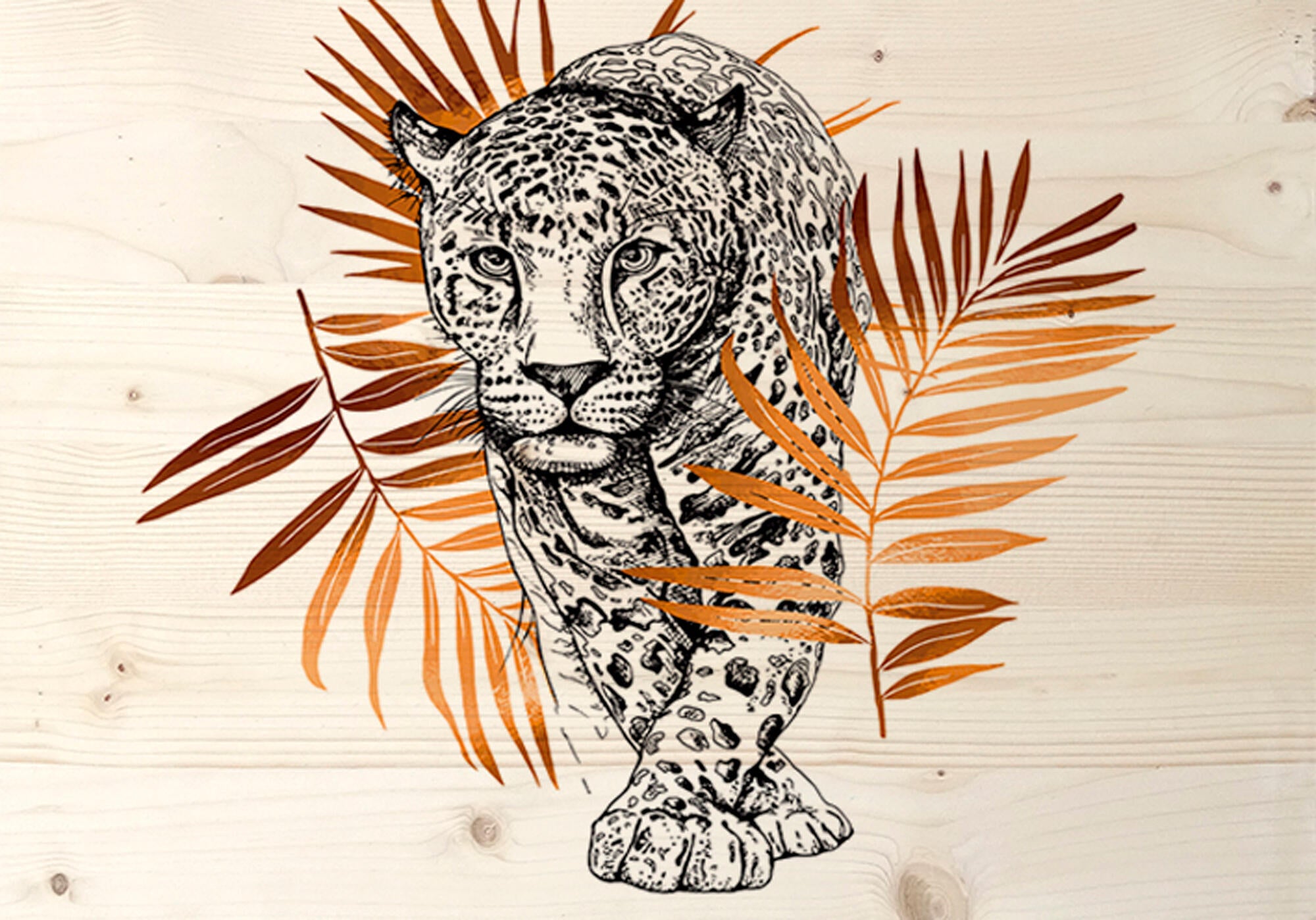 Tapa contador leopardo hojas 50 cm x 35 cm