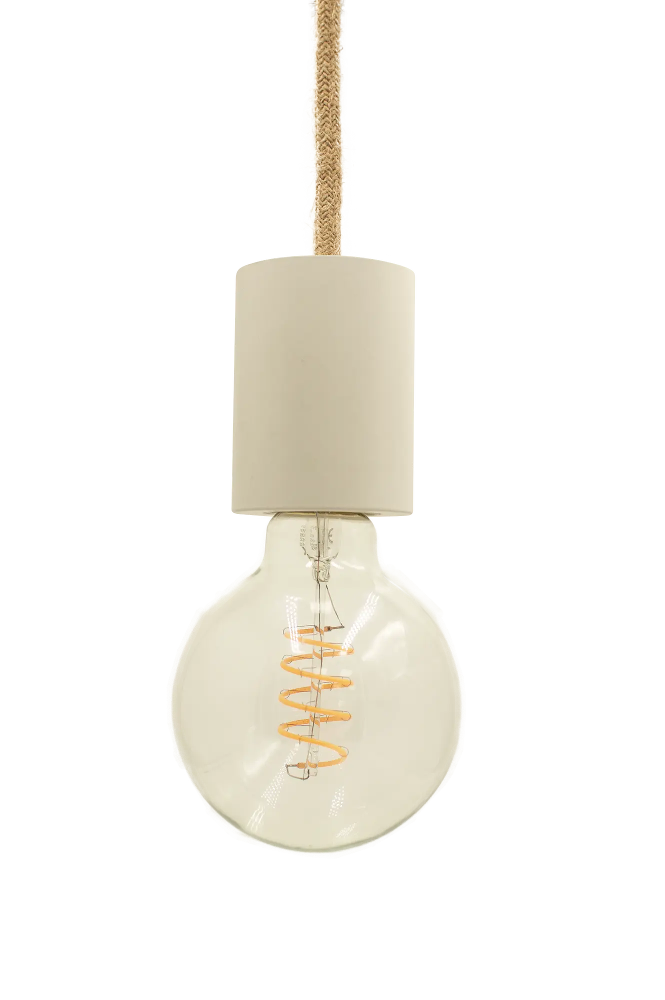 Lámpara de techo pendel metal blanco y cable liso cuerda beige 1 luz