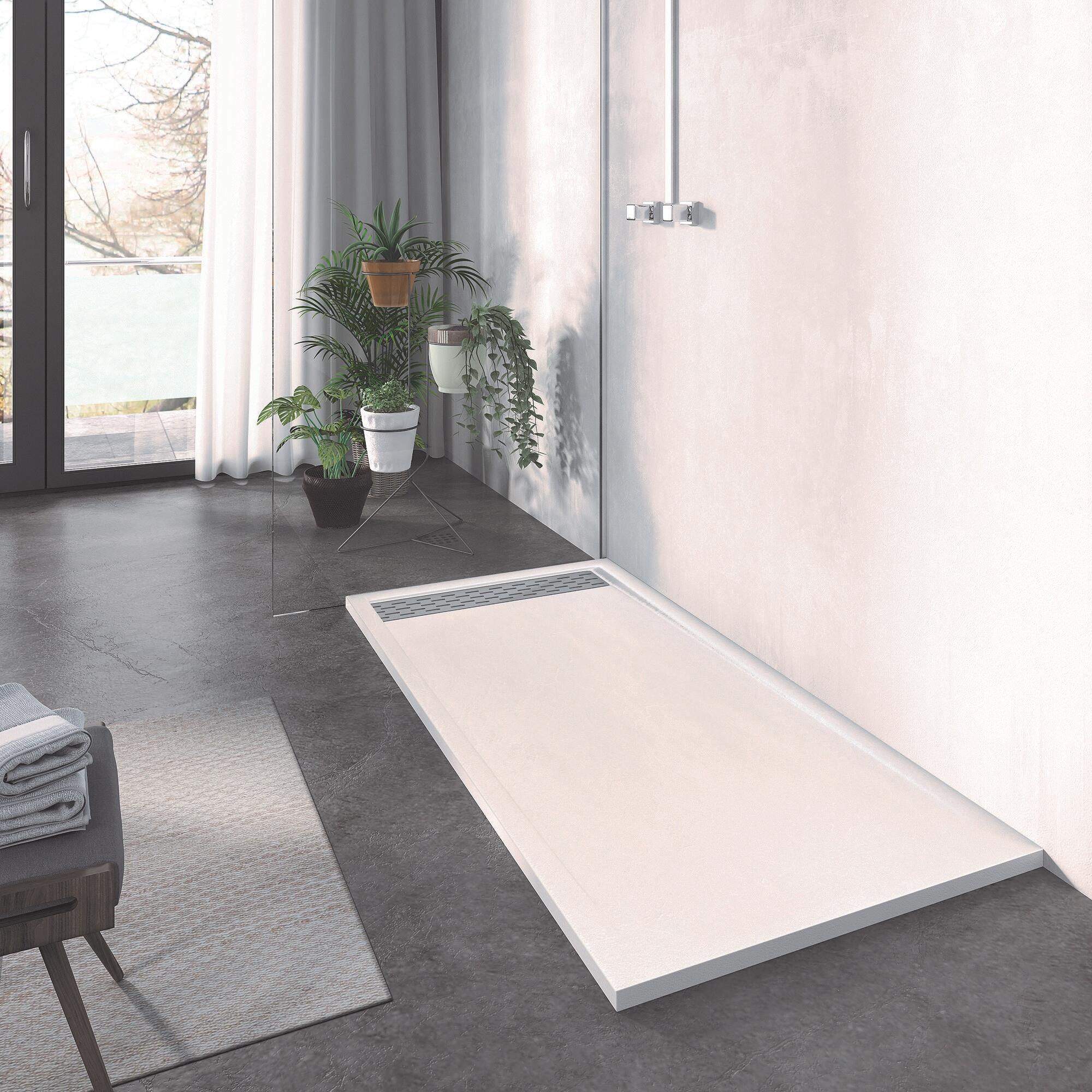 Plato de ducha con marco blanco 80x100 cm