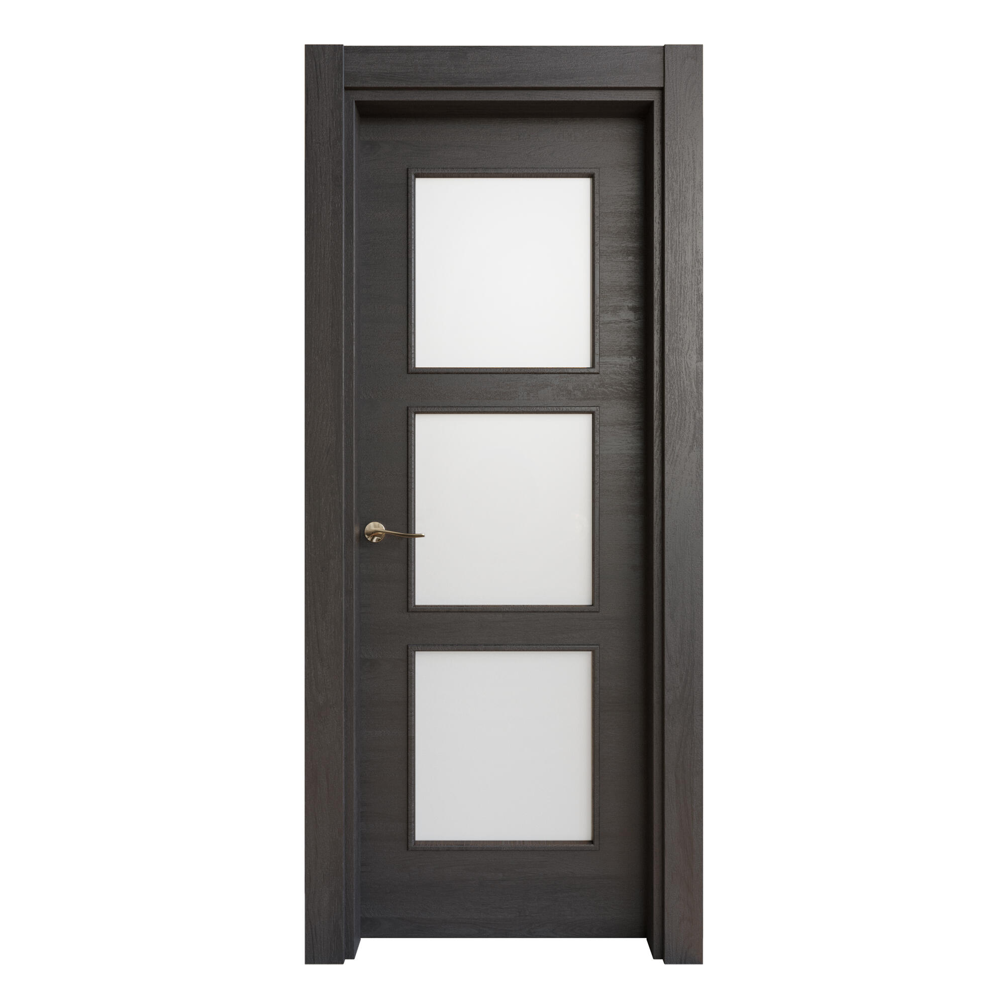 Puerta abatible oslo azabache line negro izquierda con cristal de 60x20 y 62.5cm