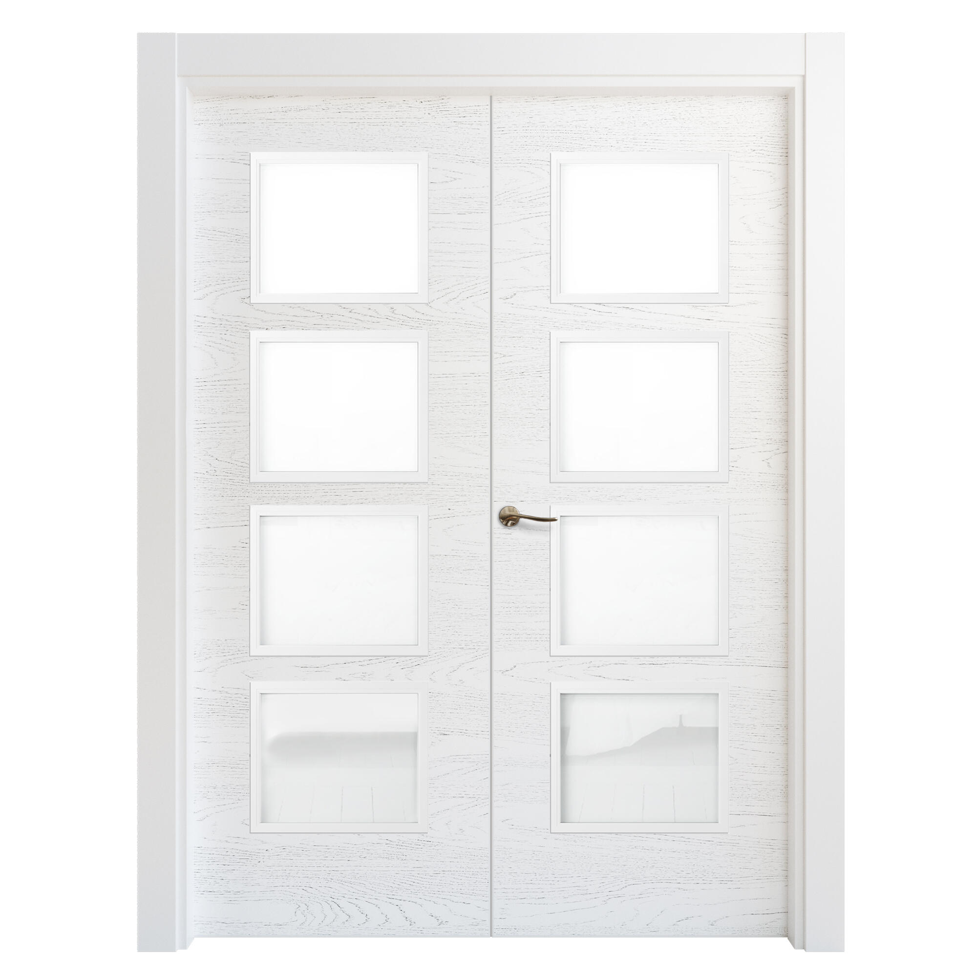 Puerta abatible bari bl veta premium blanco dcha con cristal 145cm (72.5+72.5)