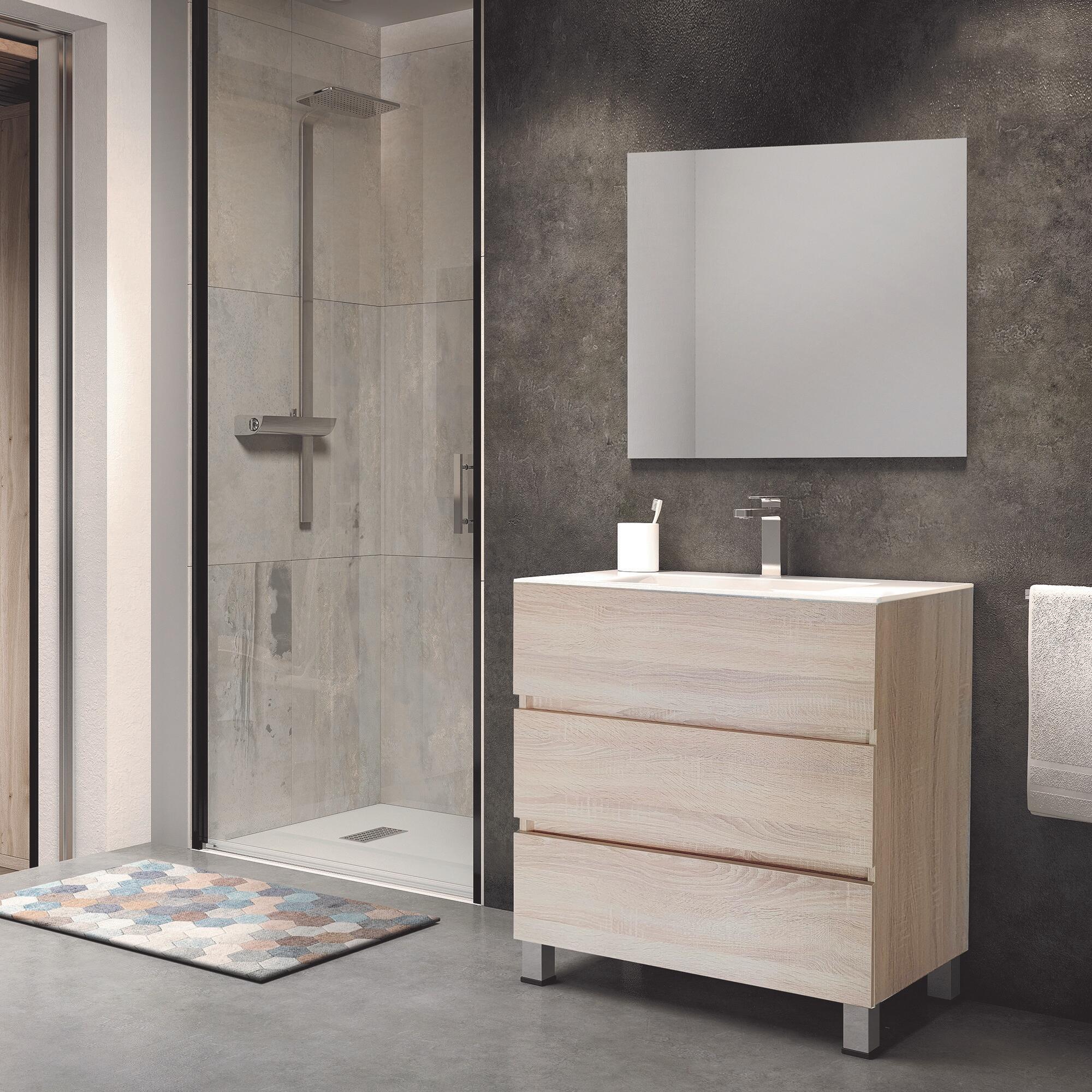 Mueble de baño con lavabo y espejo comoro 80x45 cm