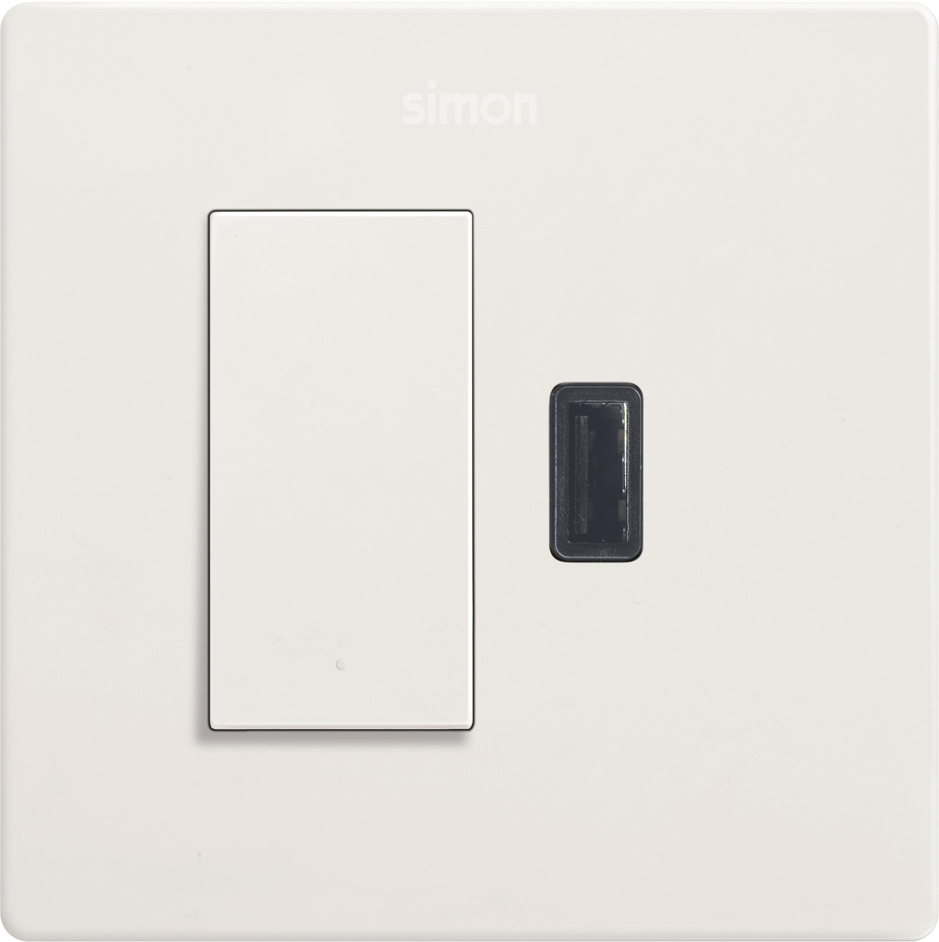 Kit interruptor 1 módulo + enchufe Clean SIMON 270 blanco