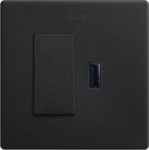 Simon 270 Enchufe con USB (Negro, Mate, 16 A)