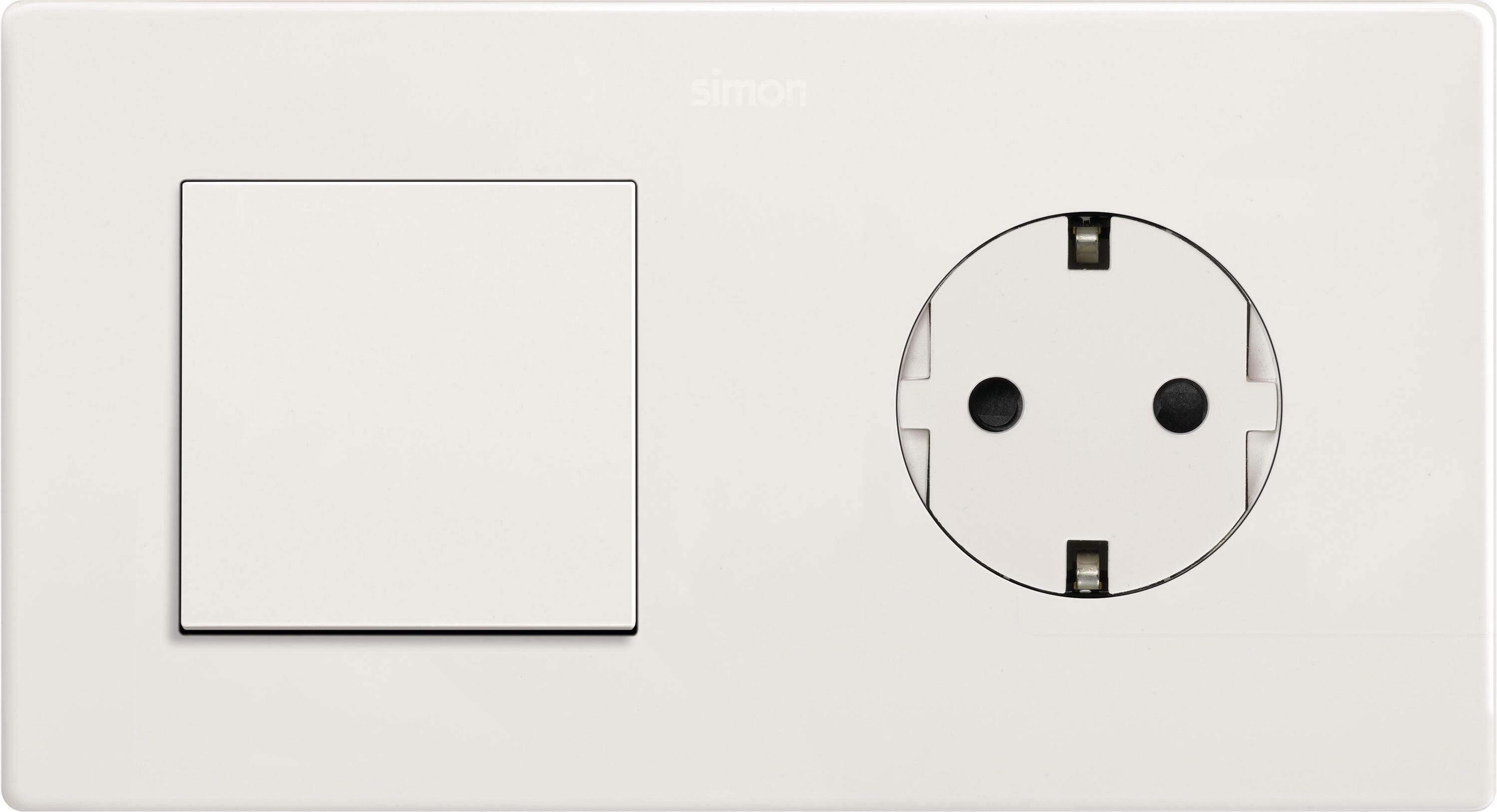 Kit interruptor 2 módulo + enchufe Clean SIMON 270 blanco