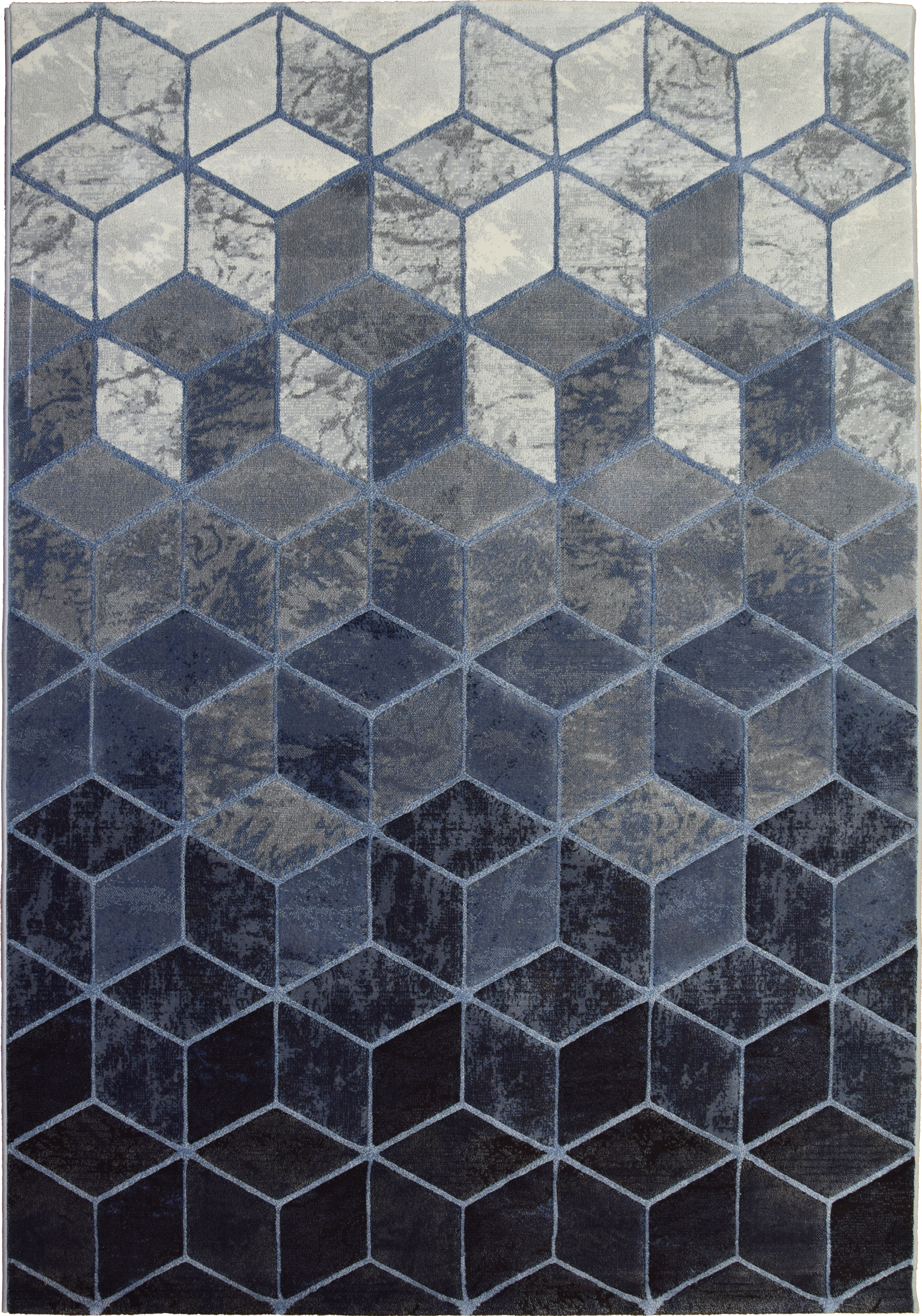 Alfombra polipropileno monetti gris y azul rectangular 133x195cm