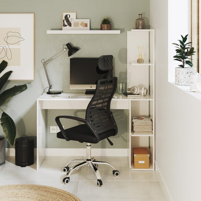 Transparentemente adyacente Contiene Mesa de escritorio con estante Double color blanco de 110x136x50cm | Leroy  Merlin