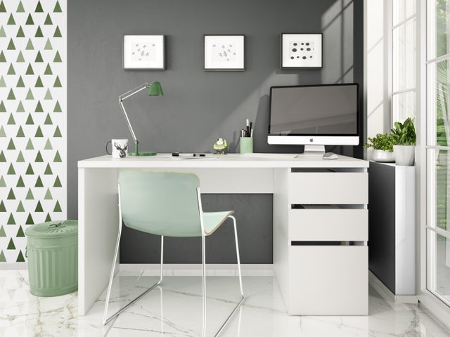 Escritorios de oficina en casa, escritorio estrecho de madera maciza, mesa  de PC, escritorio de oficina en casa, mesa de estudio, escritorio pequeño