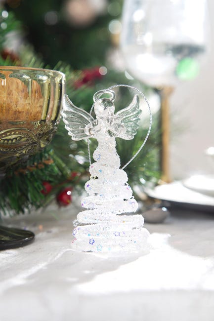 Adorno colgante de Navidad ángel espiral cristal 4.5 cm