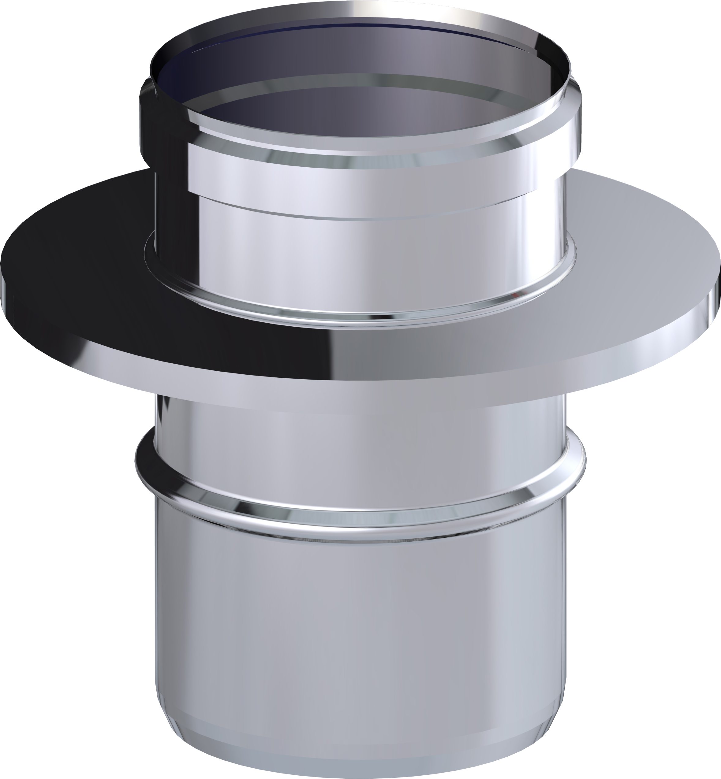 Adaptador para tubo de evacuación de acero inox. color gris de 100mm diámetro