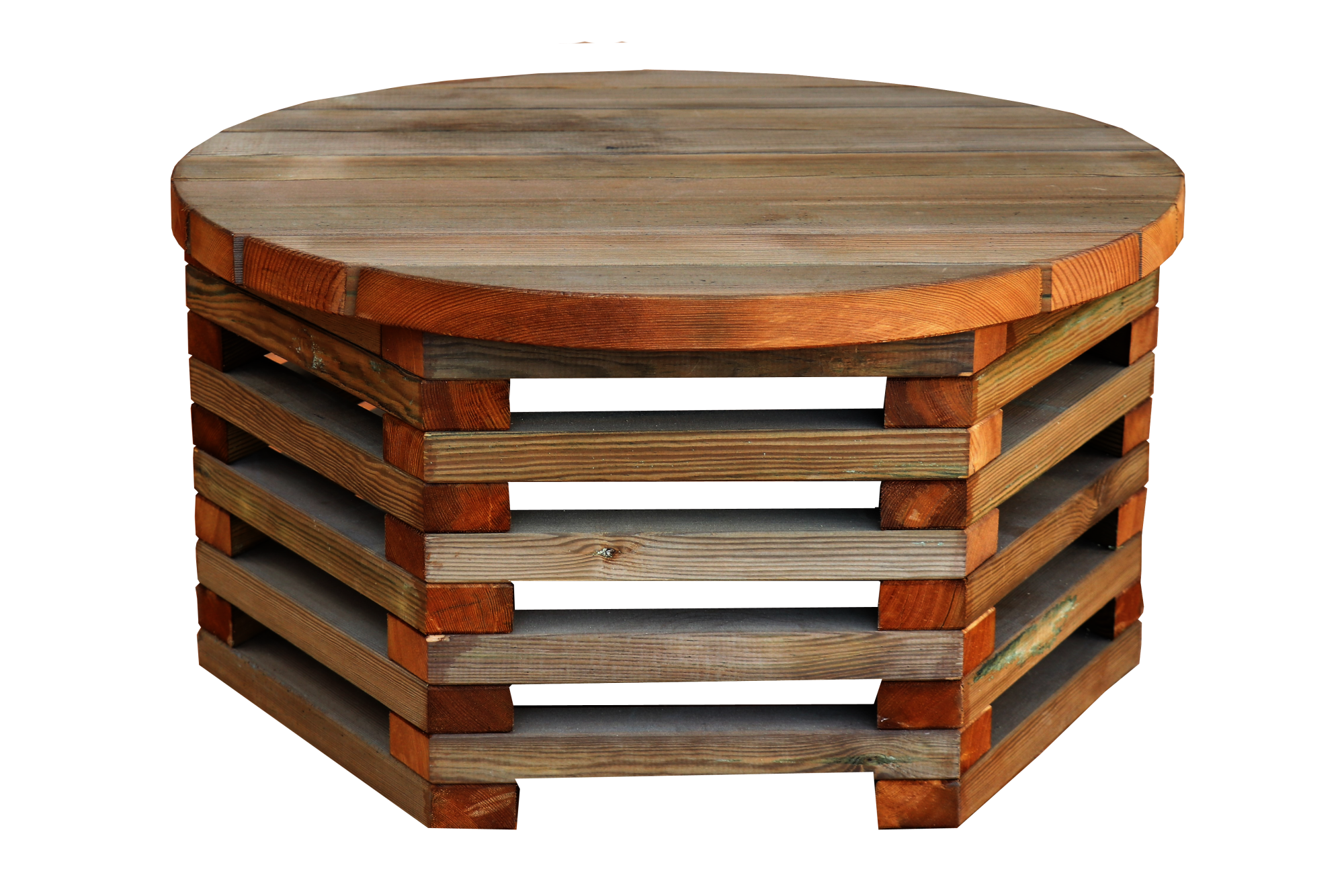 Mesa auxiliar de jardín de madera hexagonal relax marrón de 80x30x101 cm