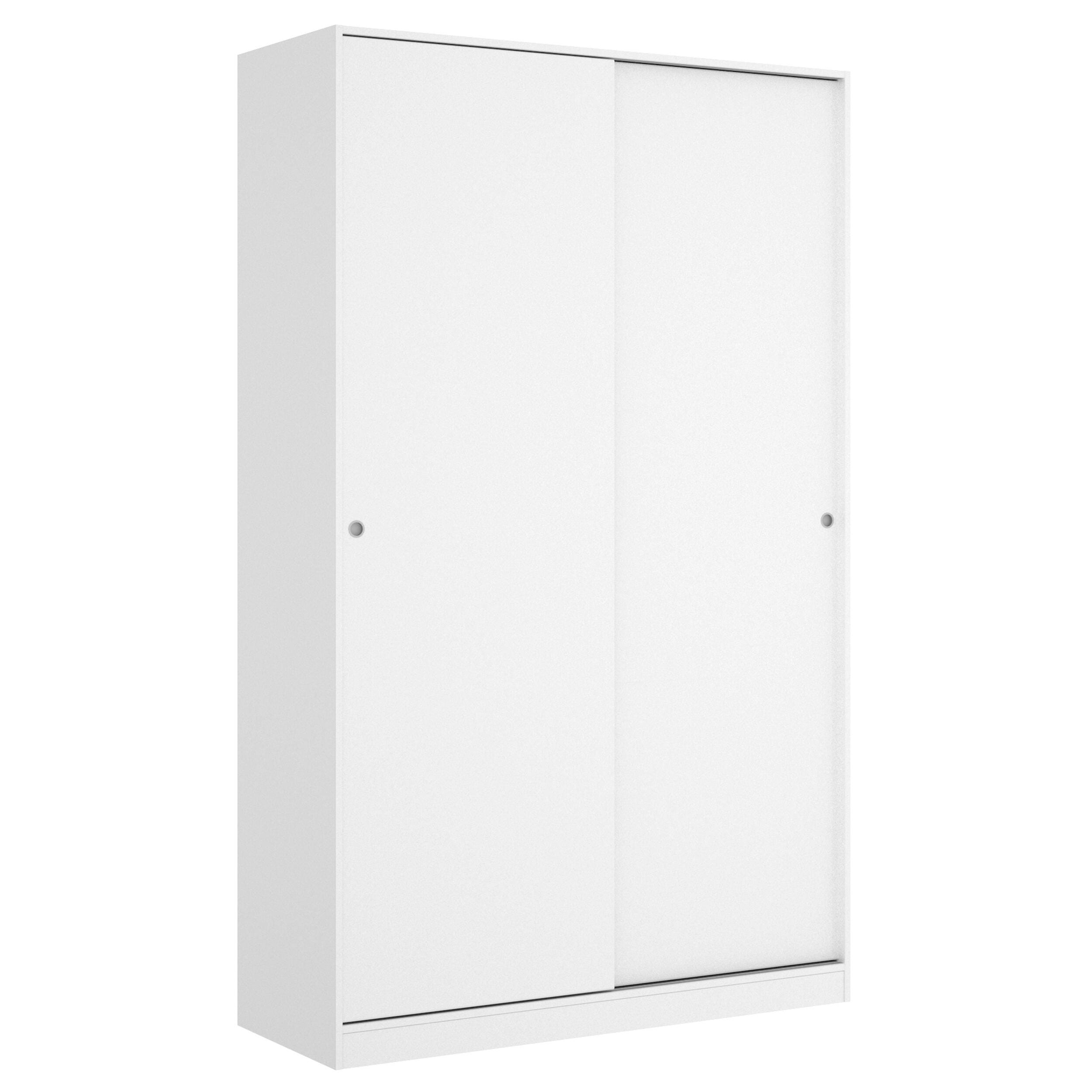Armario puertas correderas, armario ropero 120x200 cm, Blanco brillo