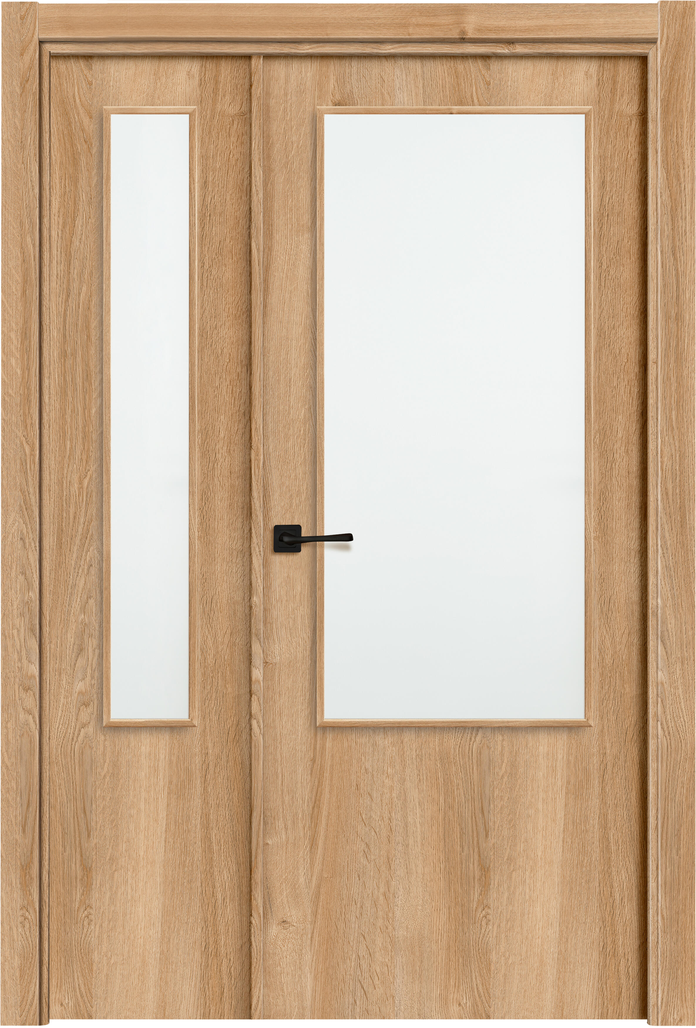 Puerta lisboa plus roble apertura derecha con cristal de 11x105 cm