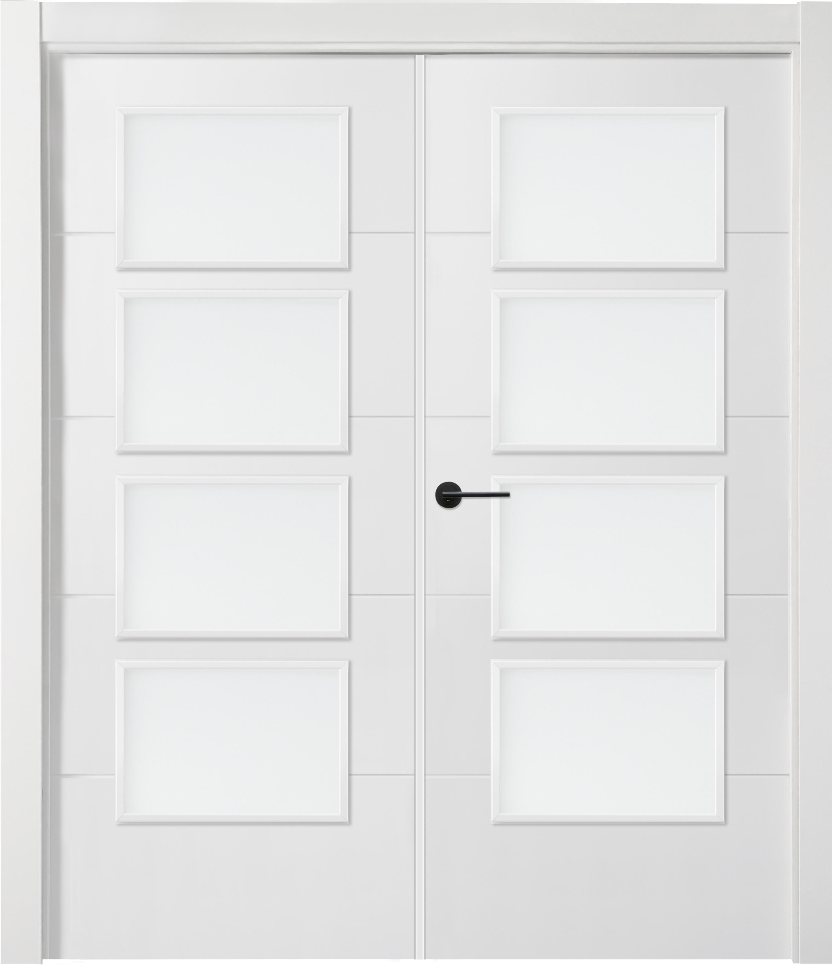 Puerta lucerna plus black blanco de apertura derecha con cristal 145 cm