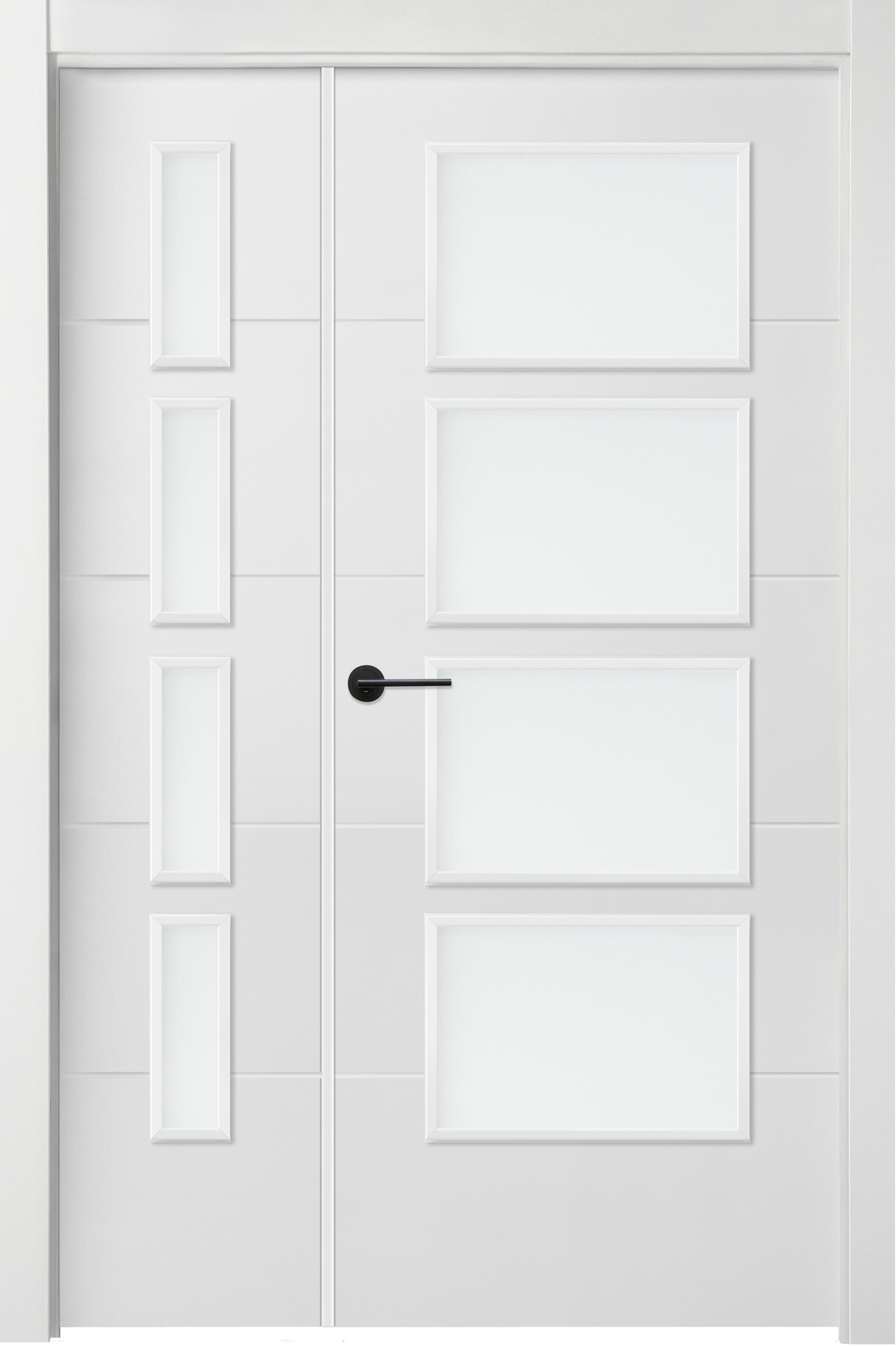 Puerta lucerna plus black blanco de apertura derecha con cristal de 11x115 cm