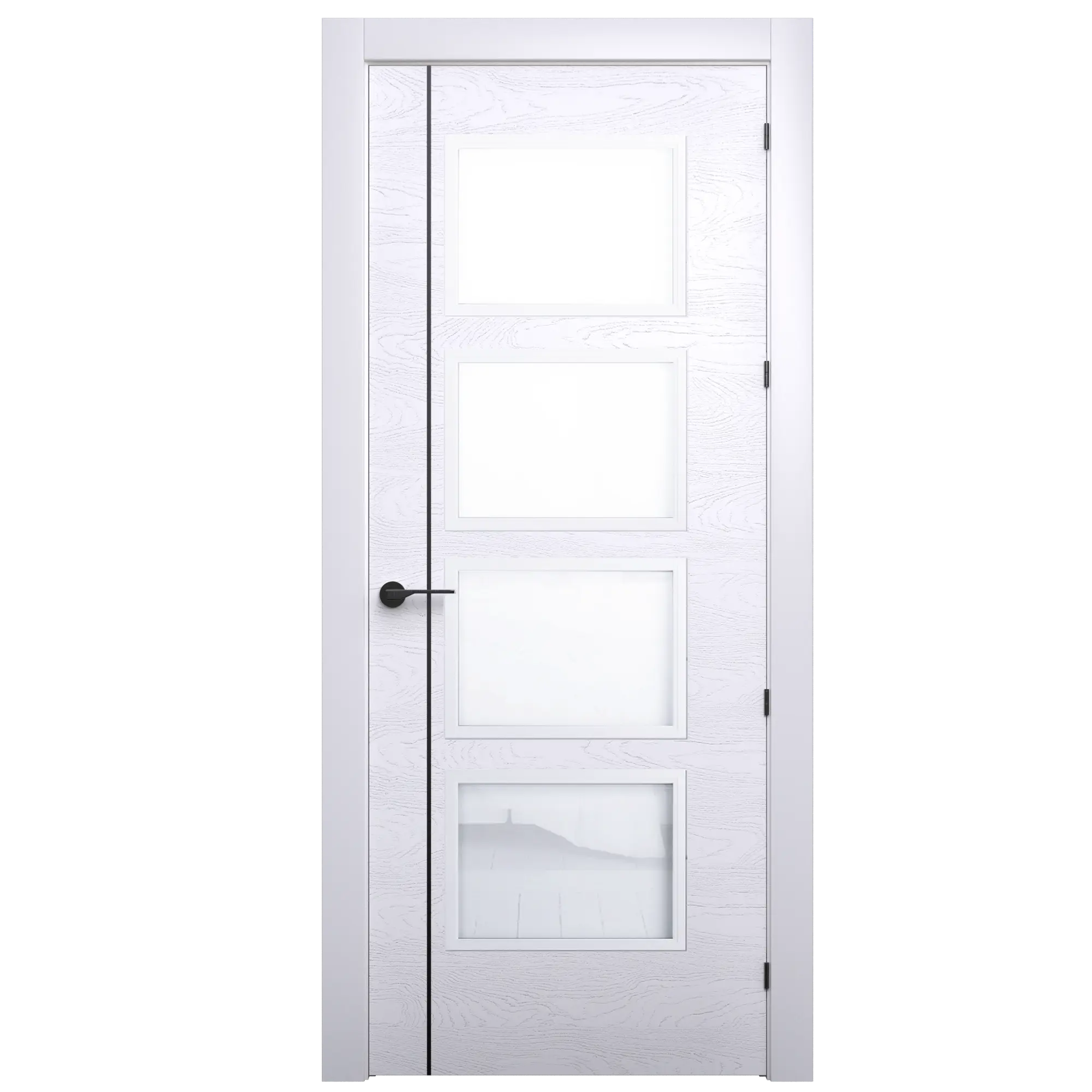 Puerta mencía premium blanco-negro apertura izquierda con cristal de72,5cm