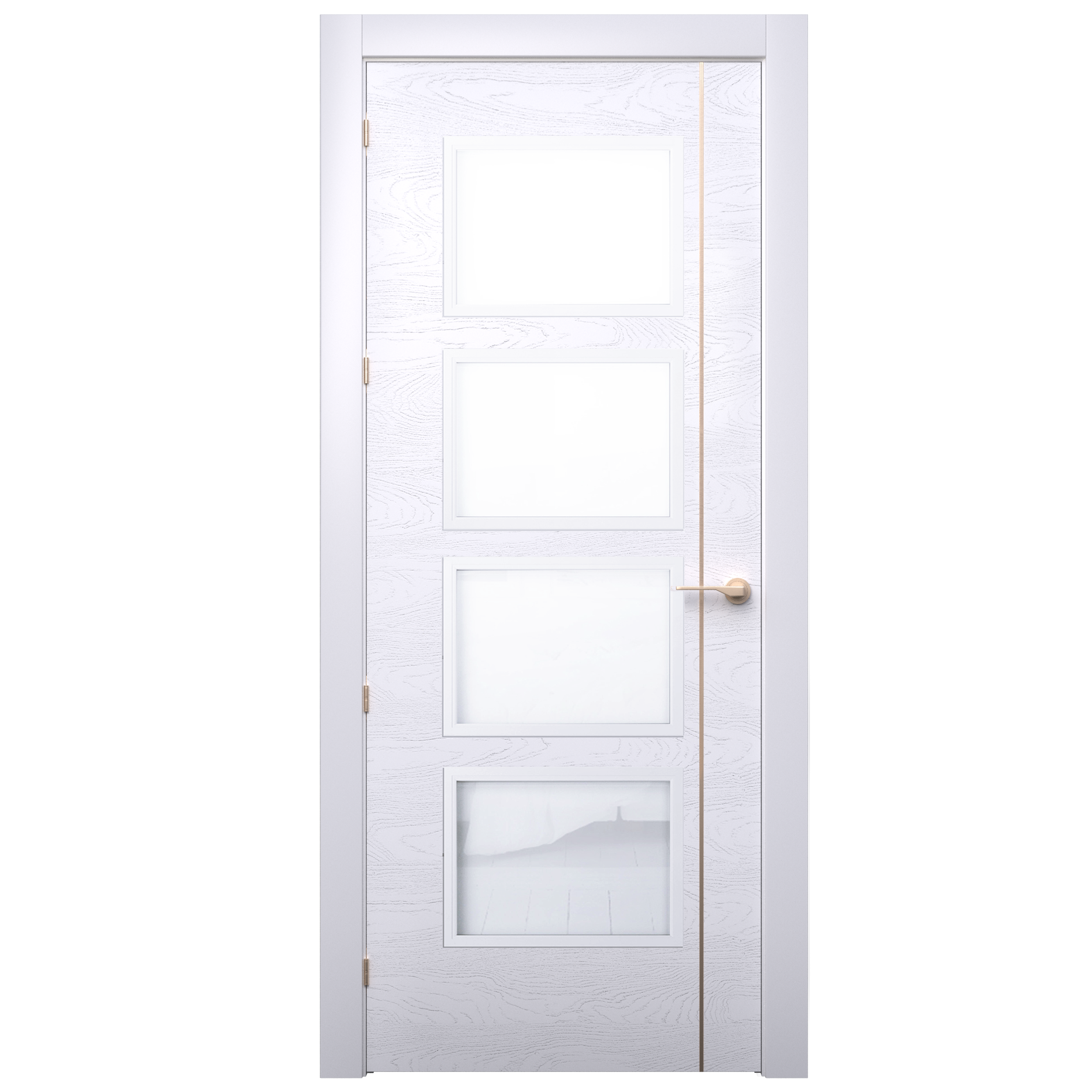 Puerta mencía premium blanco-oro con cristal apertura derecha de 9x82,5 cm
