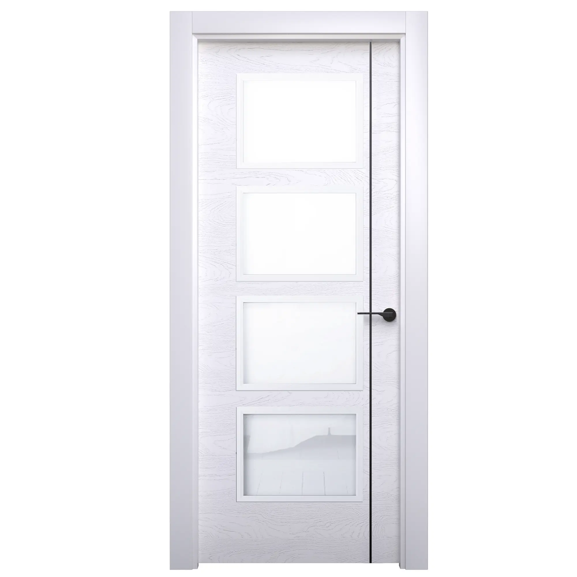 Puerta mencía premium blanco-negro con cristal apertura izquierda de 9x72,5 cm