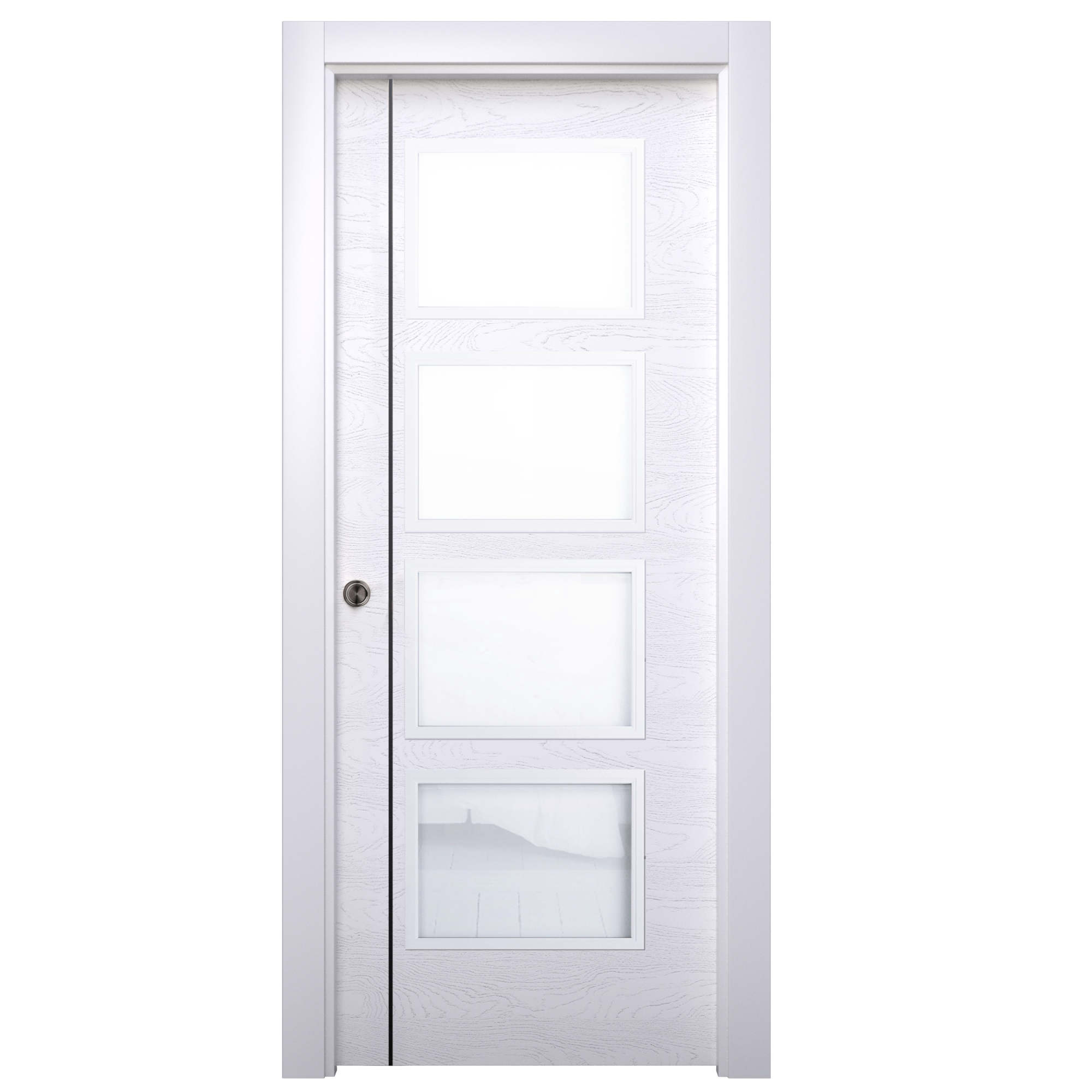Puerta corredera mencía premium blanco-negro con cristal de 72,5 cm