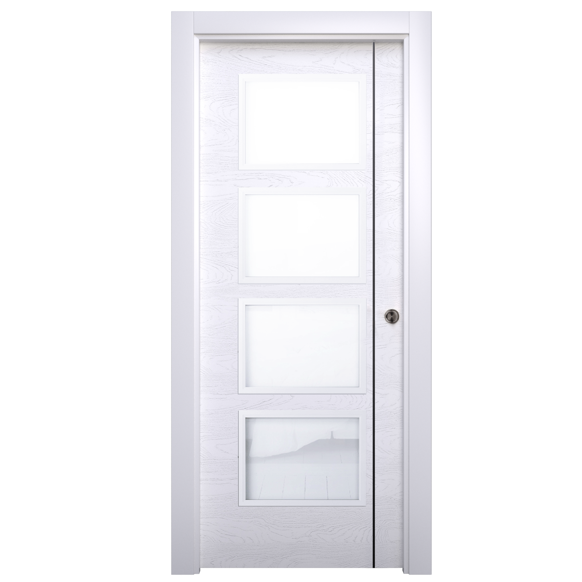 Puerta corredera mencía premium blanco-negro con cristal de 82 5 cm de la marca CASTALLA