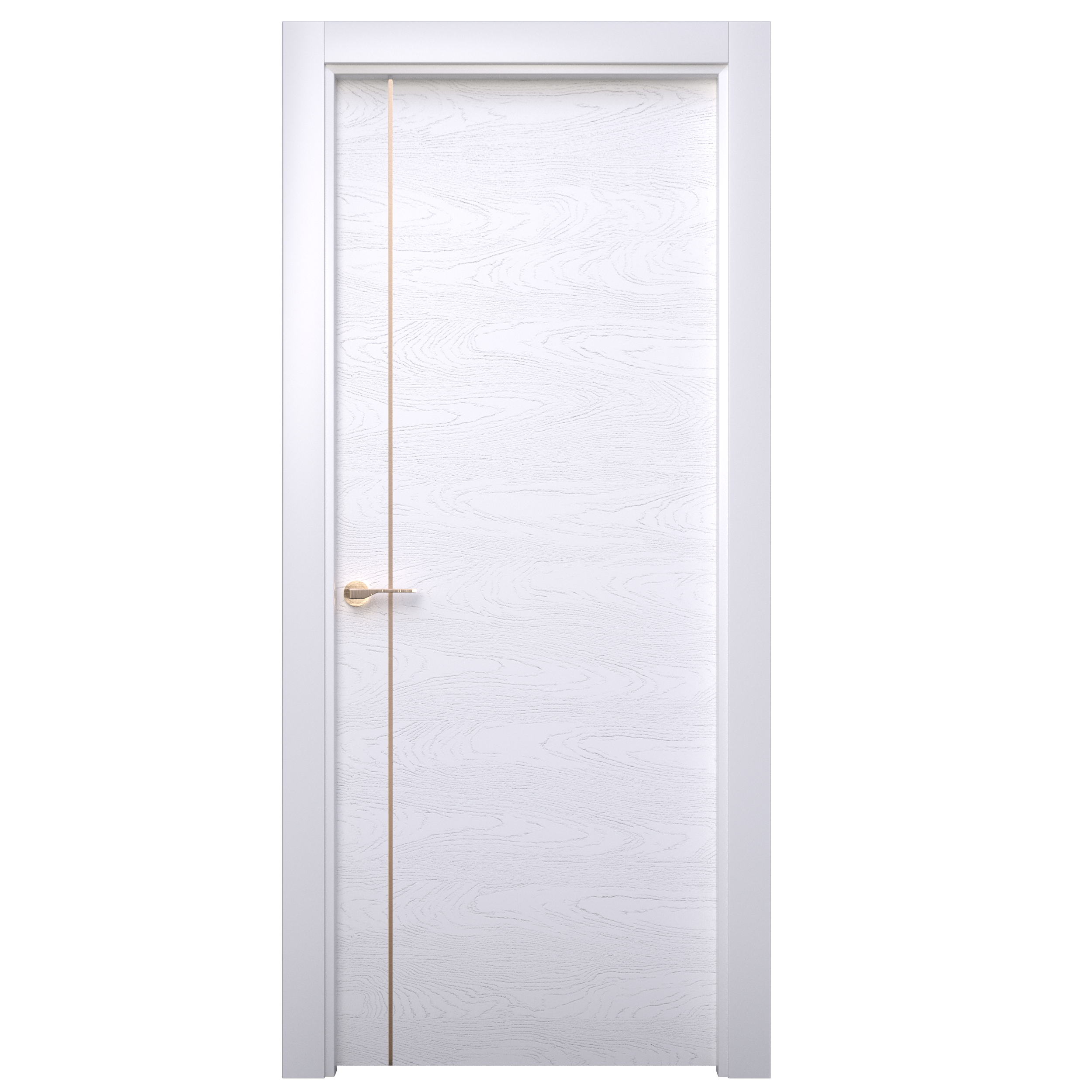 Puerta mencía premium blanco-oro con cristal apertura derecha 9x62.5 cm