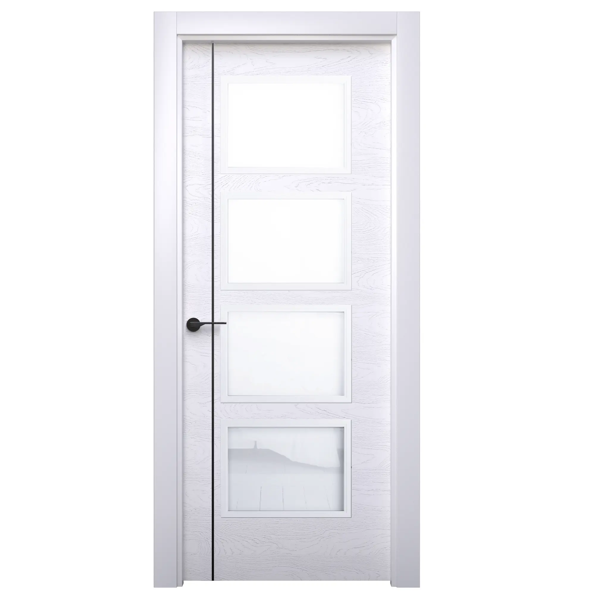 Puerta mencía premium blanco-negro con cristal apertura derecha de 7x82,5 cm