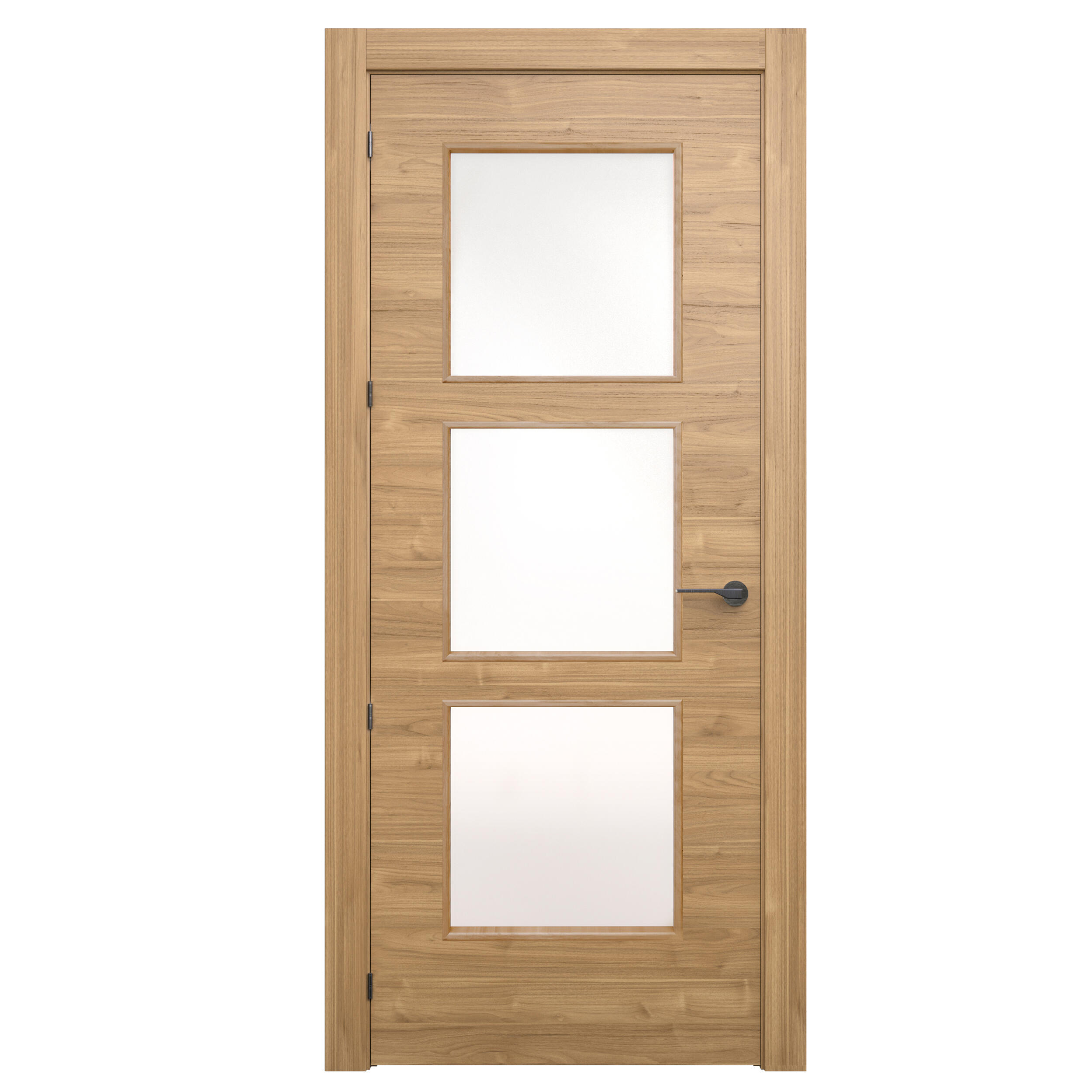 Puerta oslo slow plus nogal apertura derecha con cristal de 7x62.5 cm