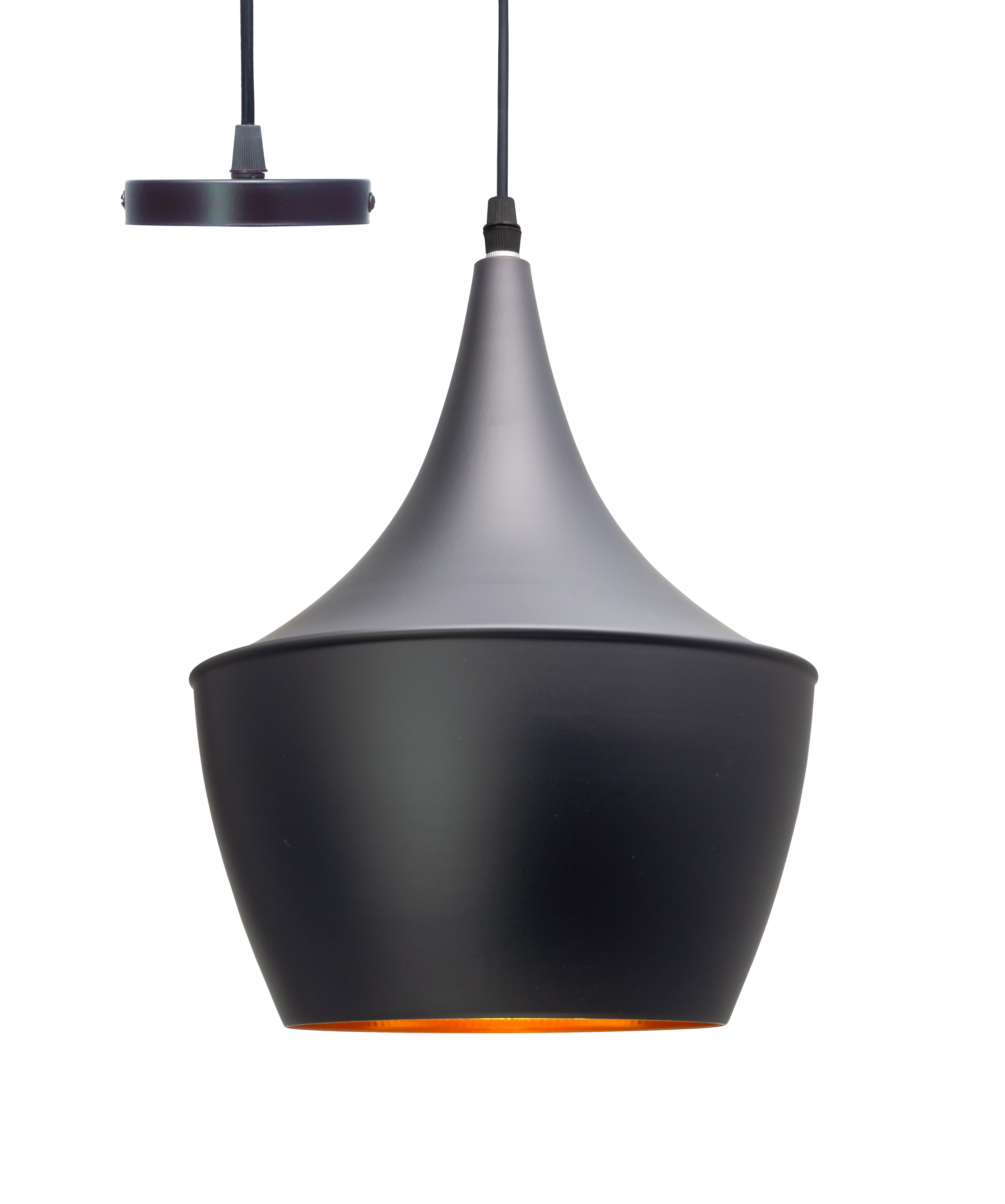 Lámpara de techo circular copa e27 negro dorado 24 cm de diámetro