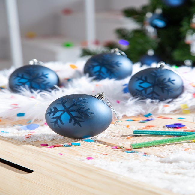Bola de Navidad cristal azul de 8 cm Leroy