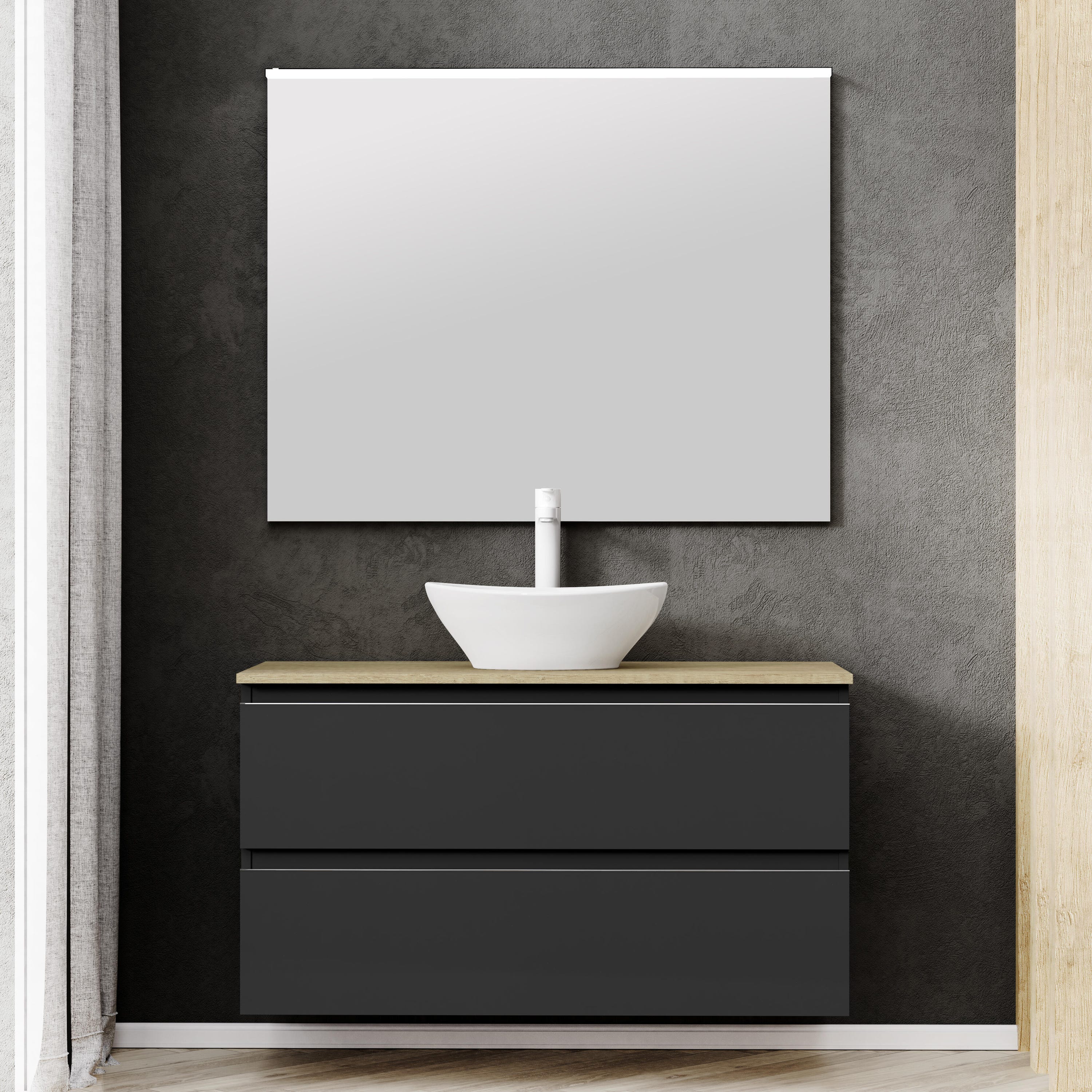 Mueble de baño con lavabo Dueto negro 100x44.6 cm