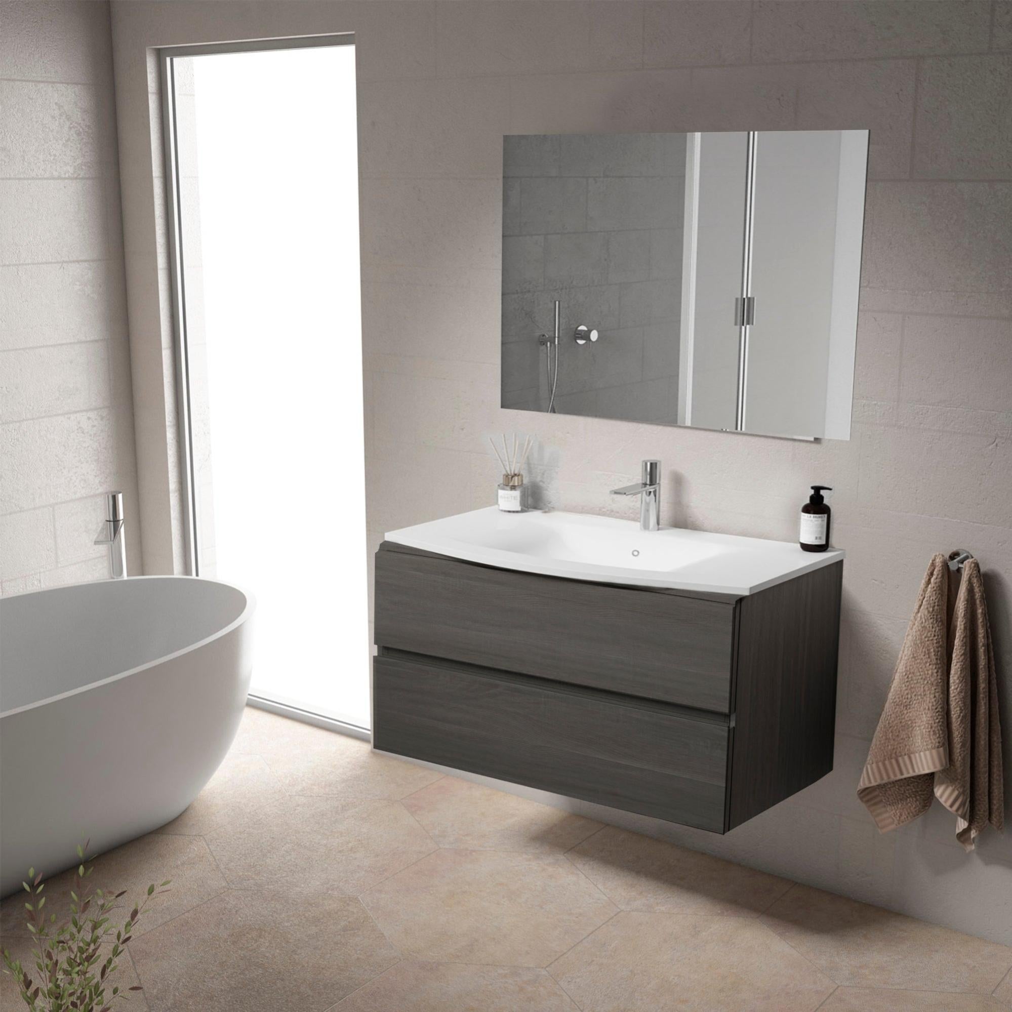 Mueble de baño con lavabo eclipse 2c 100 cm gris