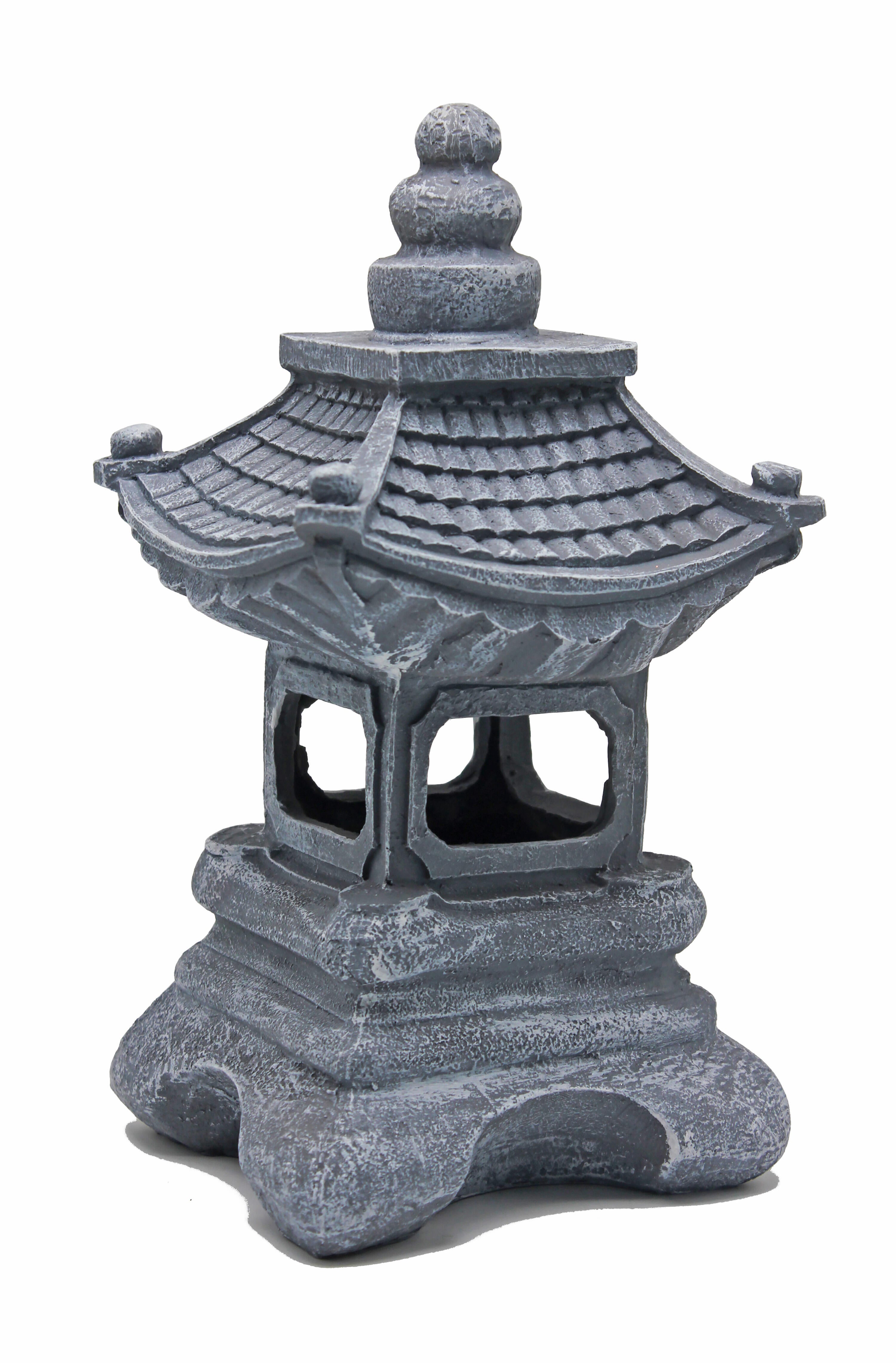 Figura decorativa pagoda solar de 17.5x17.5x34 cm piedra
