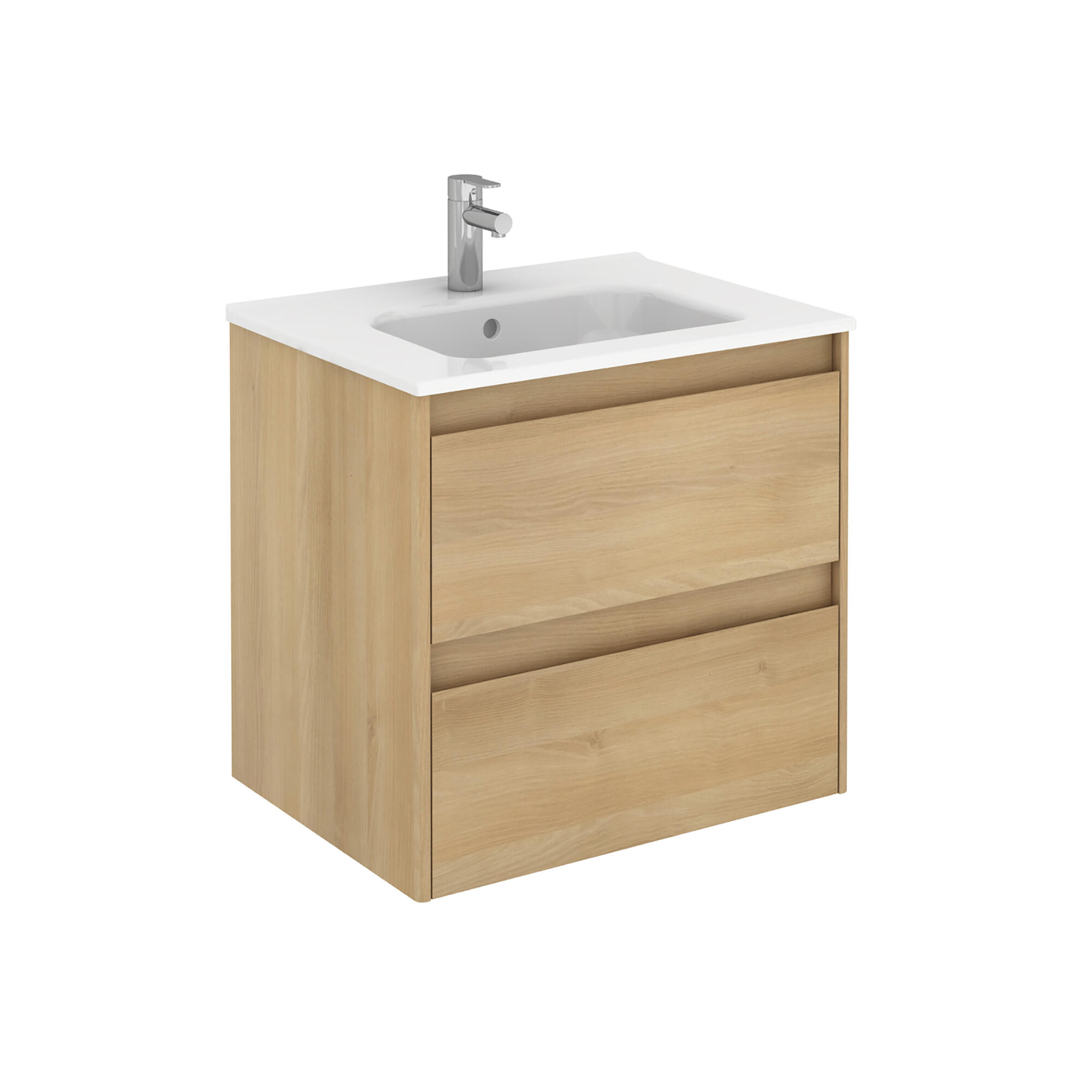 Pack de mueble de baño con lavabo y espejo alfa roble 60x45 cm