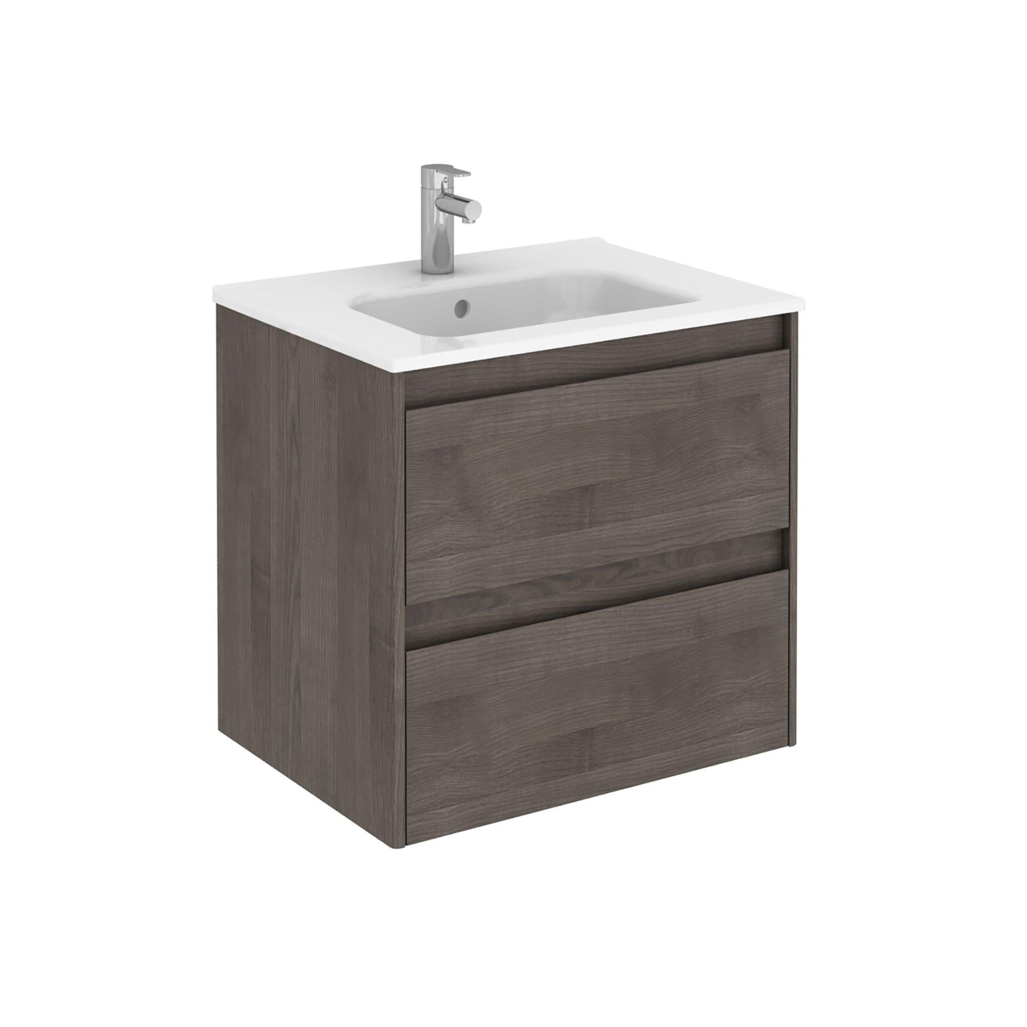 Mueble de baño con lavabo y espejo alfa fresno 60x45 cm