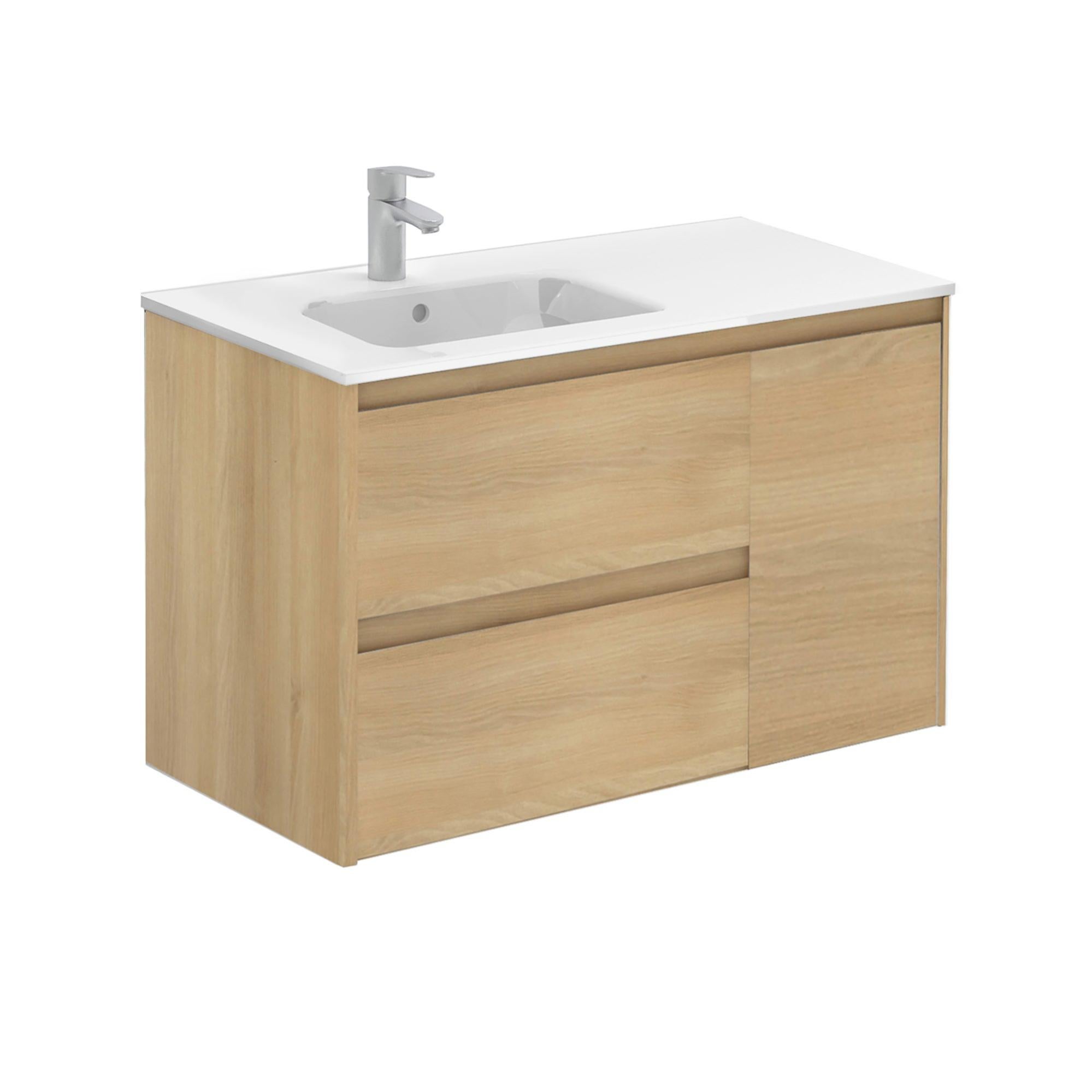 Pack de mueble de baño con lavabo alfa roble 90x45 cm