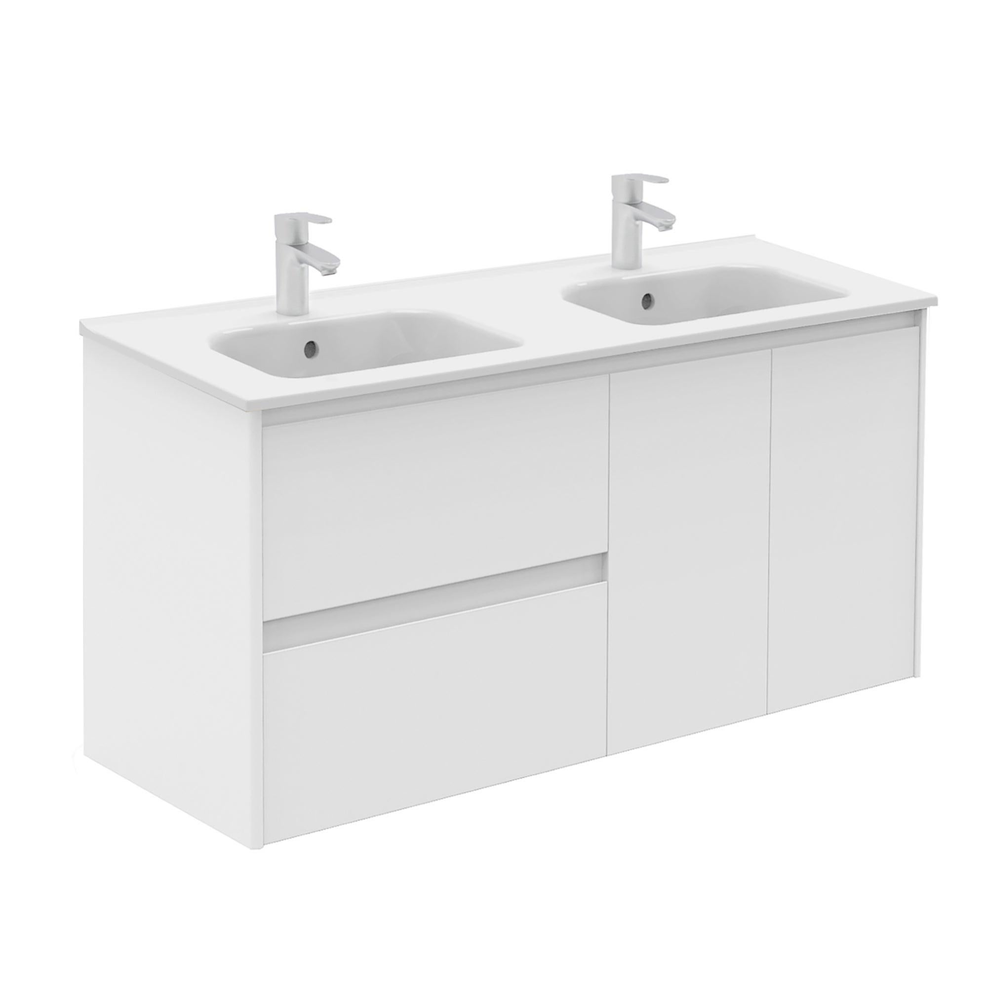 Mueble de baño con lavabo y espejo alfa blanco mate 120x45 cm