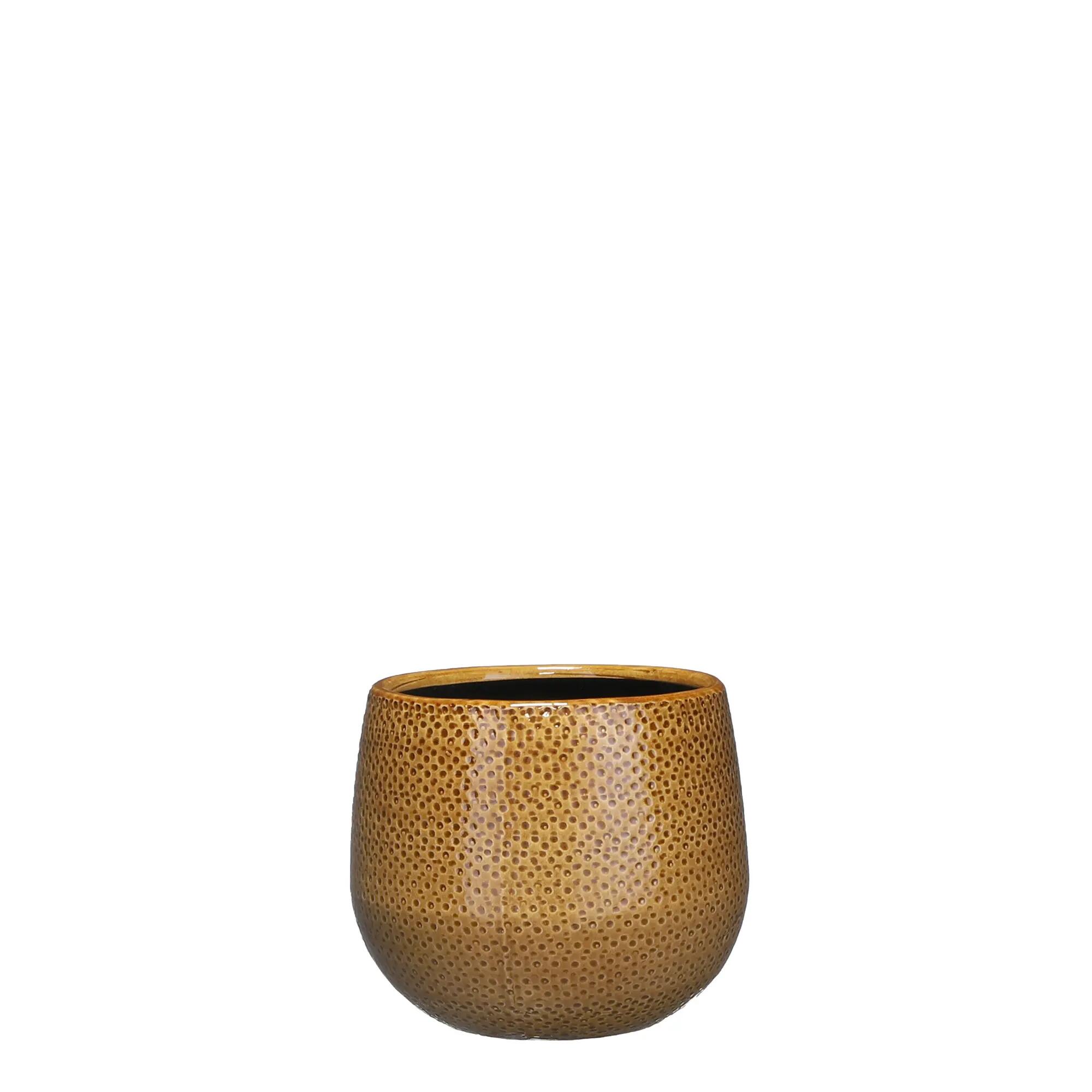 Maceta de cerámica esmaltada gabriel ocre de ø 16 cm