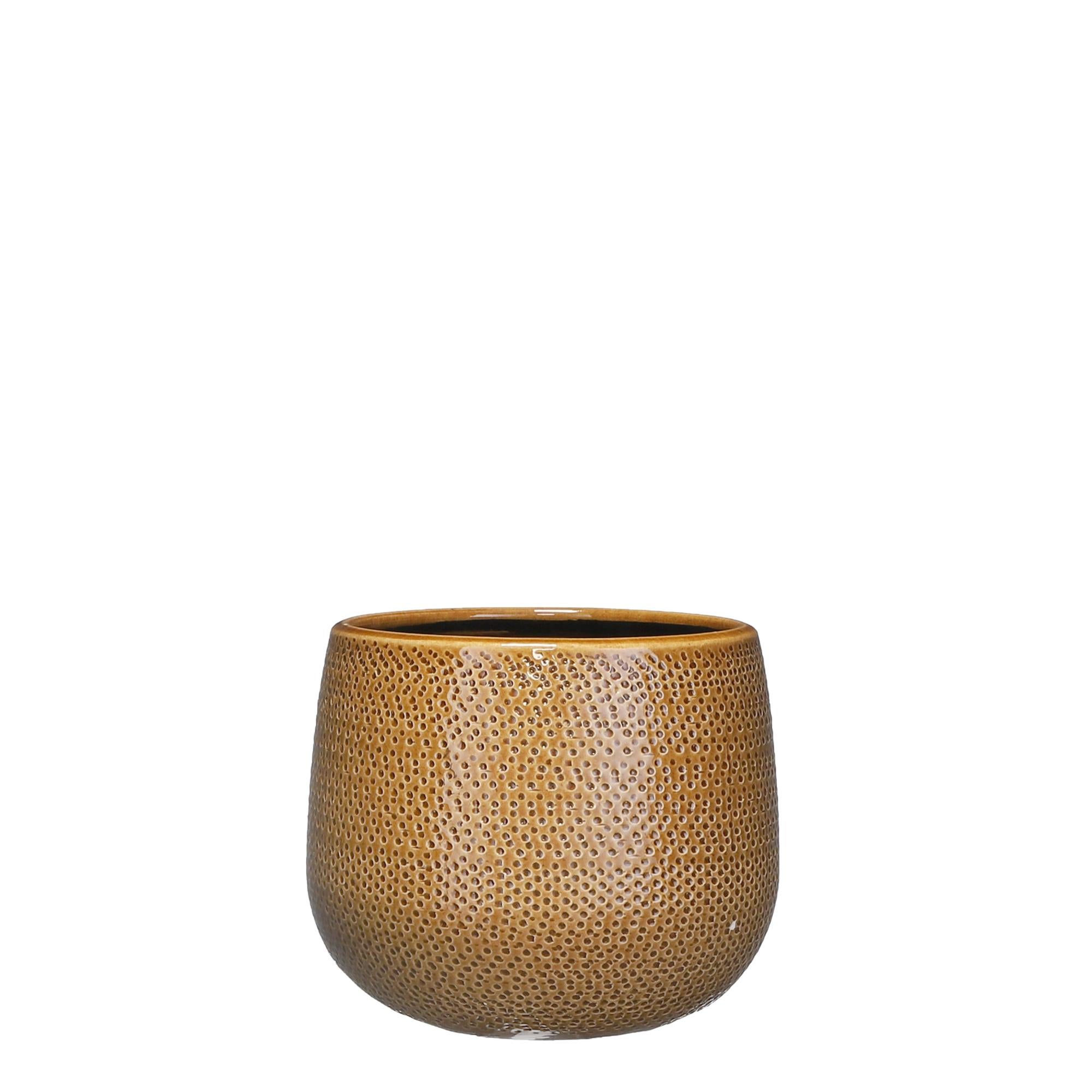 Maceta de cerámica esmaltada gabriel ocre de ø 18 cm
