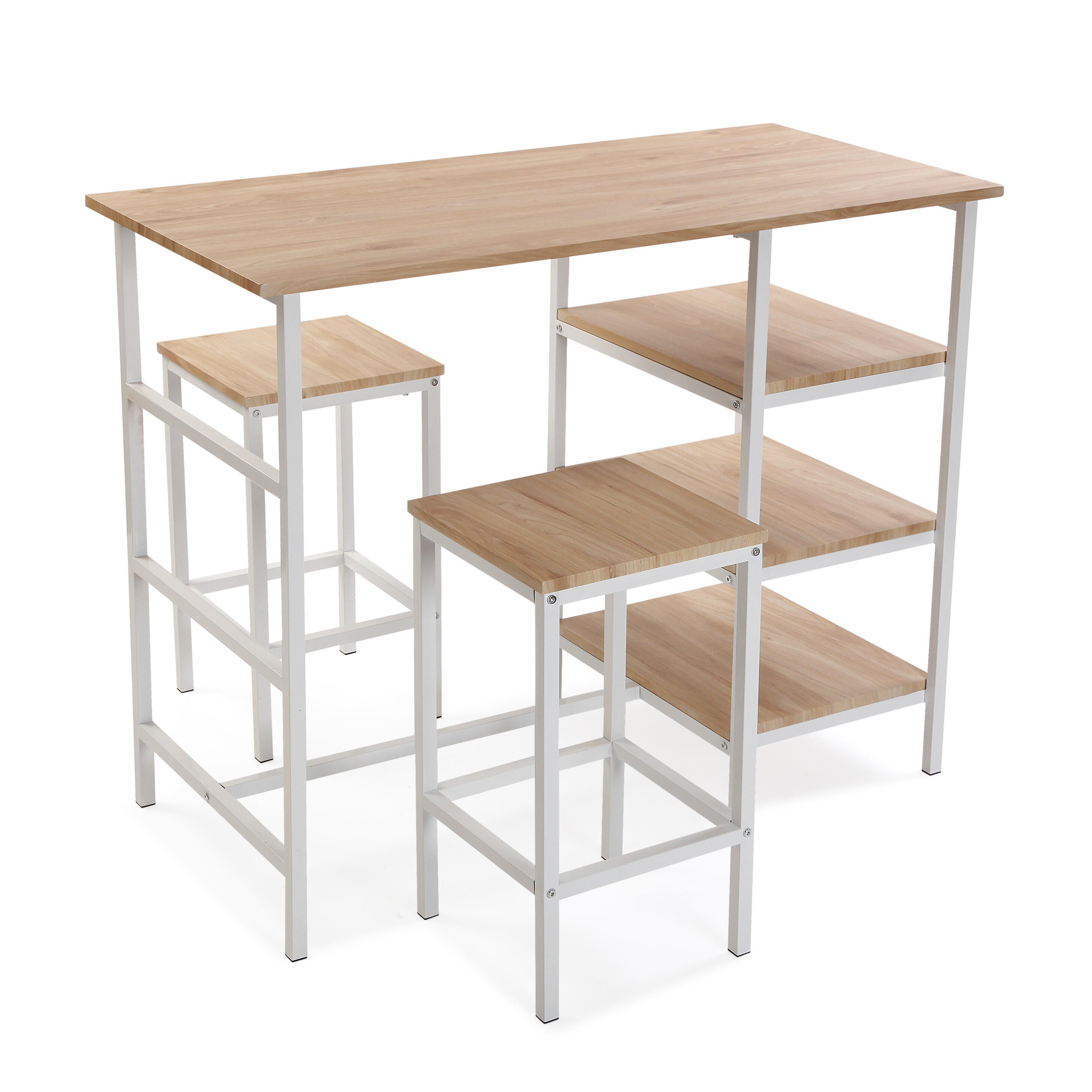 Conjunto de mesa de 85x50x105,5 cm y 2 sillas versa en madera mdf beige/blanco