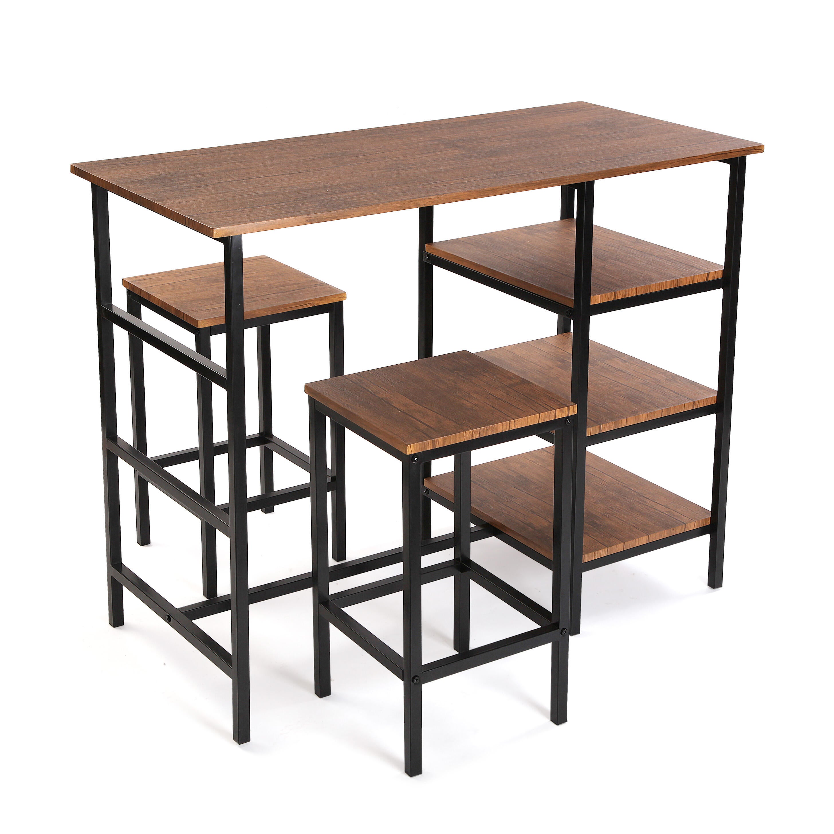 Conjunto de mesa de 85x50x105,5 cm y 2 sillas versa en madera mdf marrón/negro