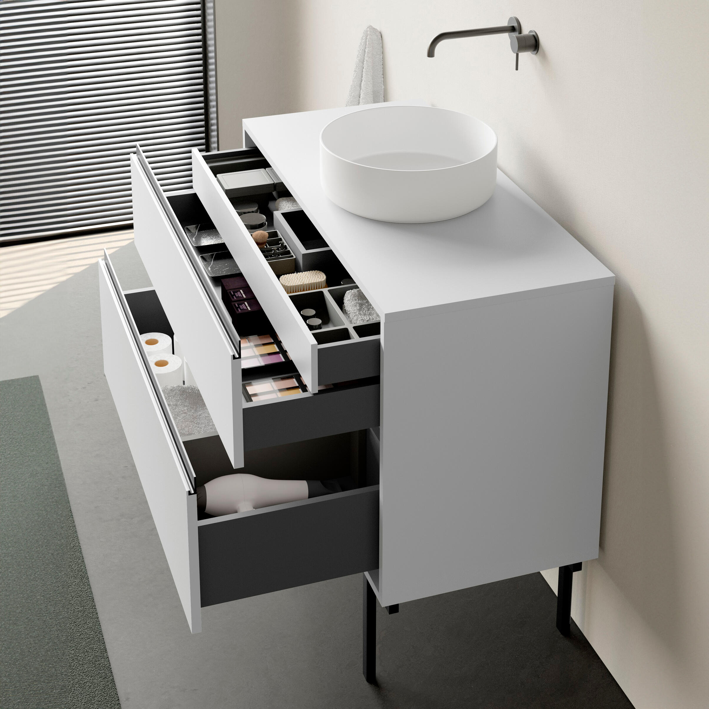 Mueble de baño con lavabo tono blanco mate 80x45 cm