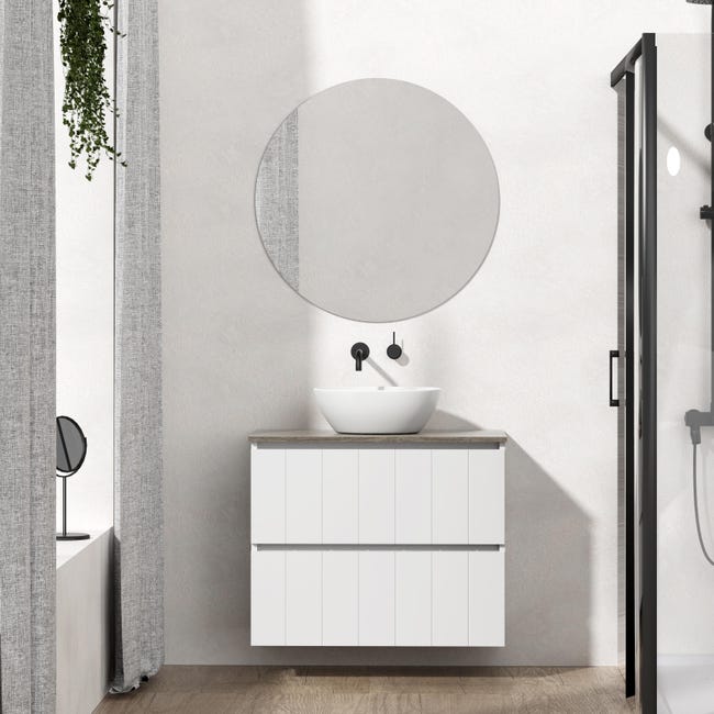 Won Definitivo prisa Mueble de baño con lavabo Terra blanco 80x45 cm | Leroy Merlin