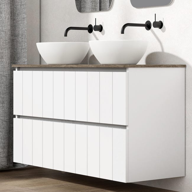 Mueble de baño con lavabo blanco 120x45 cm | Leroy