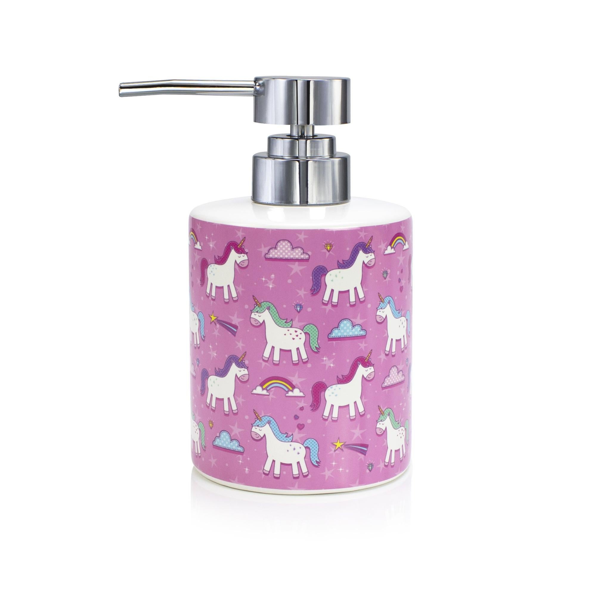 Dispensador de jabón infantil unicornio rosa