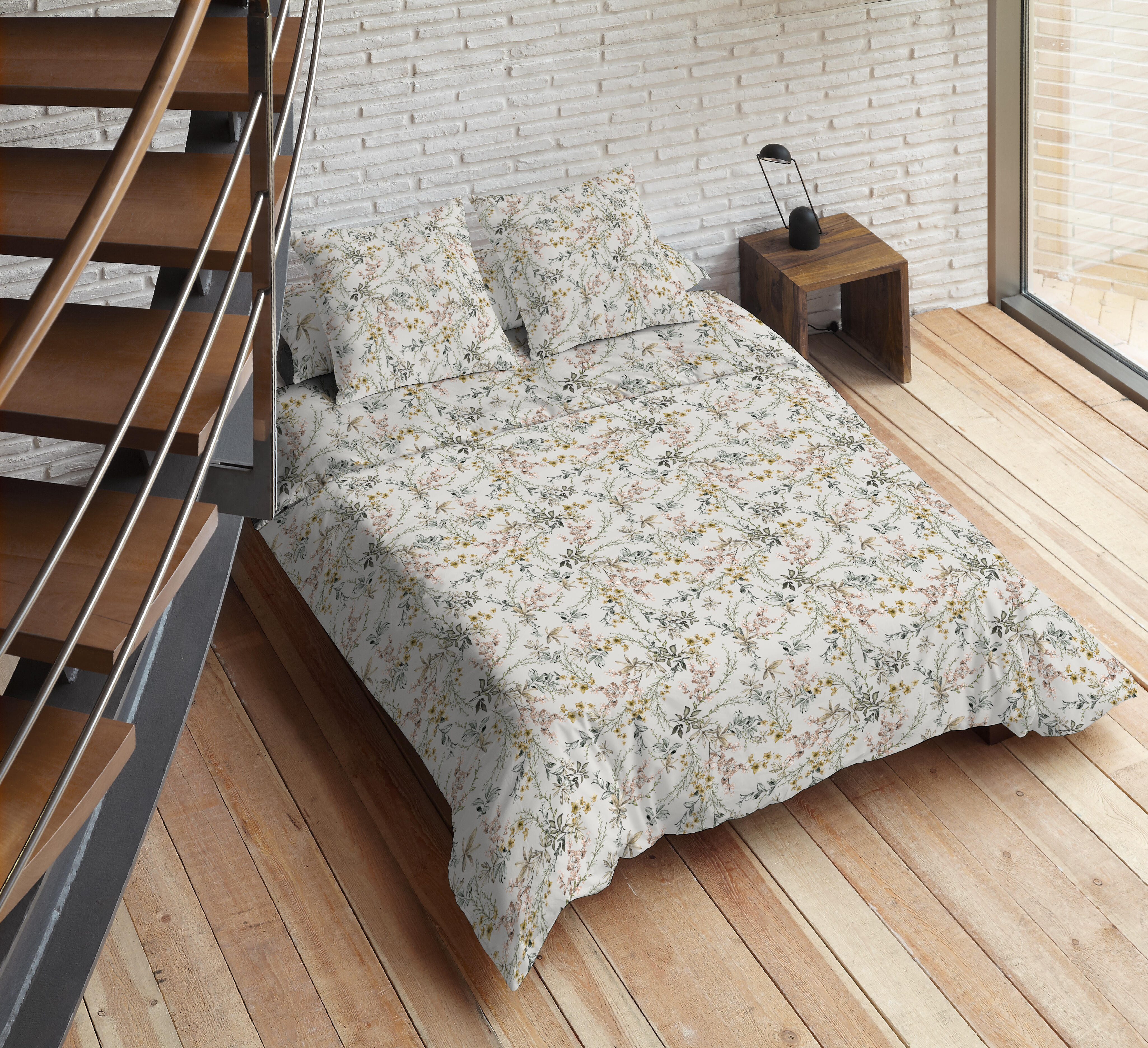 Funda nórdica gothel vintage algodón 200 hilos beige cama de 105 cm