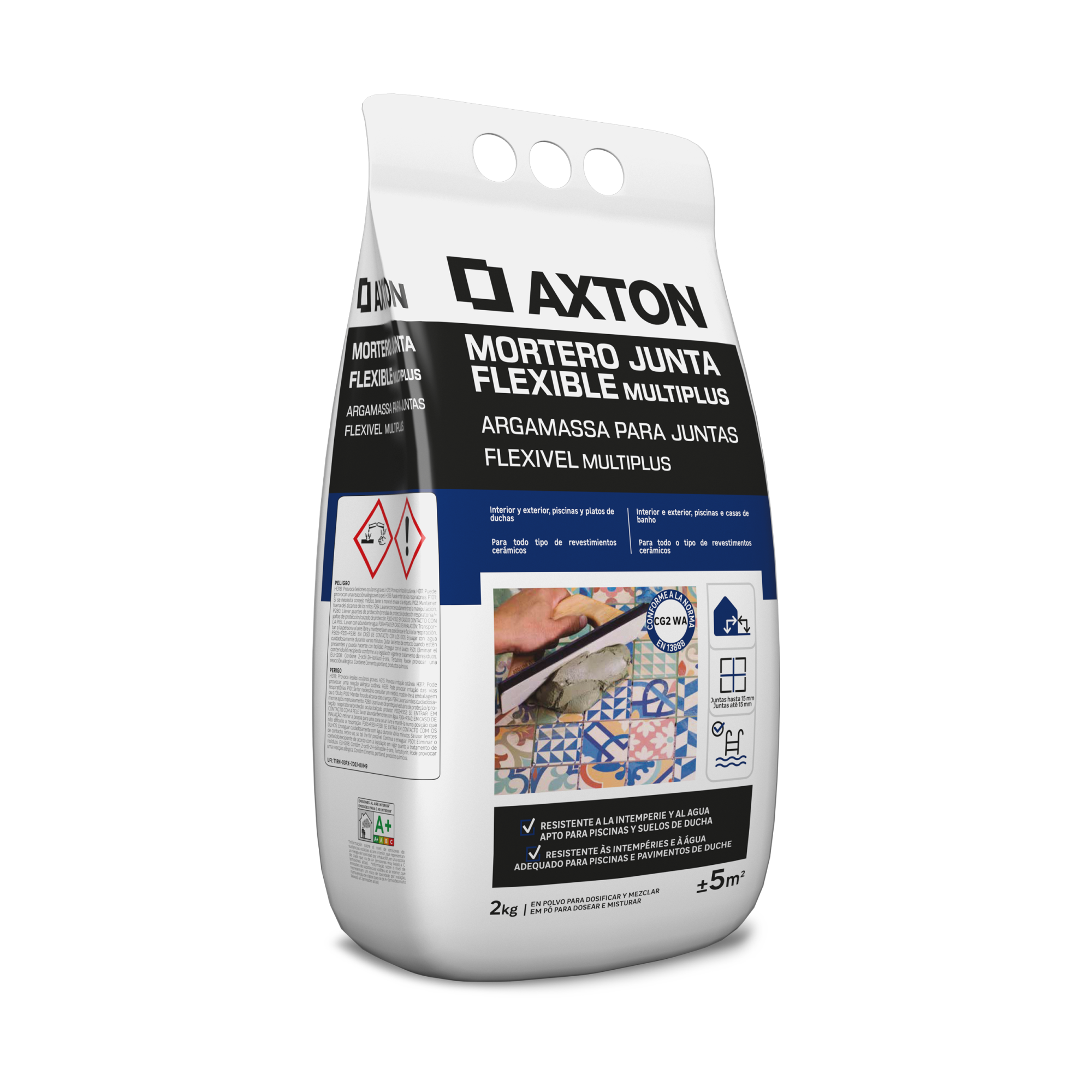 Mortero para juntas de exterior axton gris macael 2kg