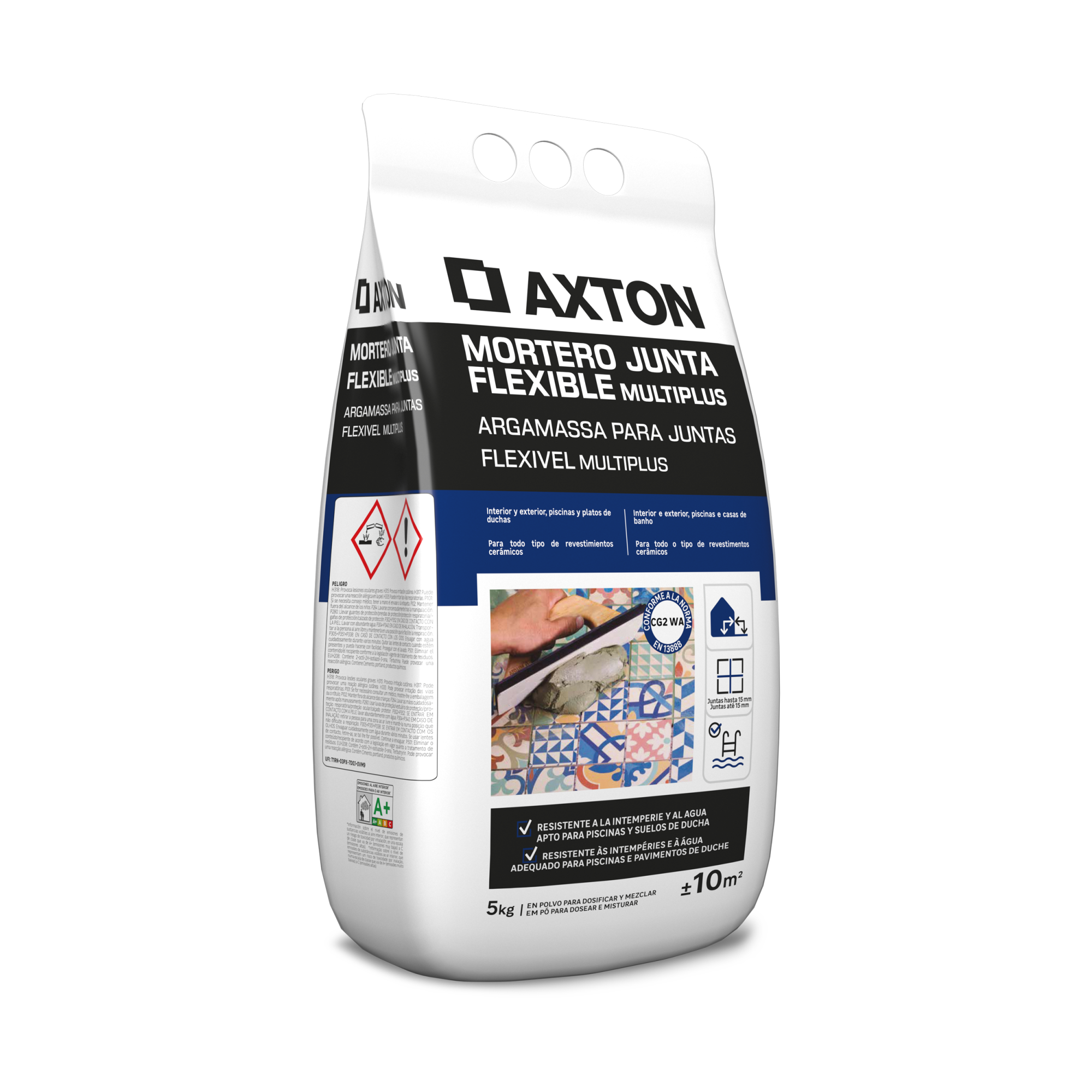 Mortero para juntas de exterior axton blanco 5kg