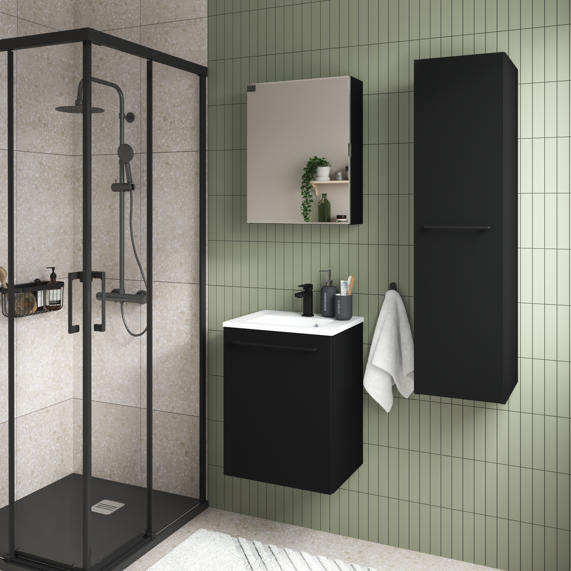 Mueble de baño con lavabo remix negro 45x33 cm