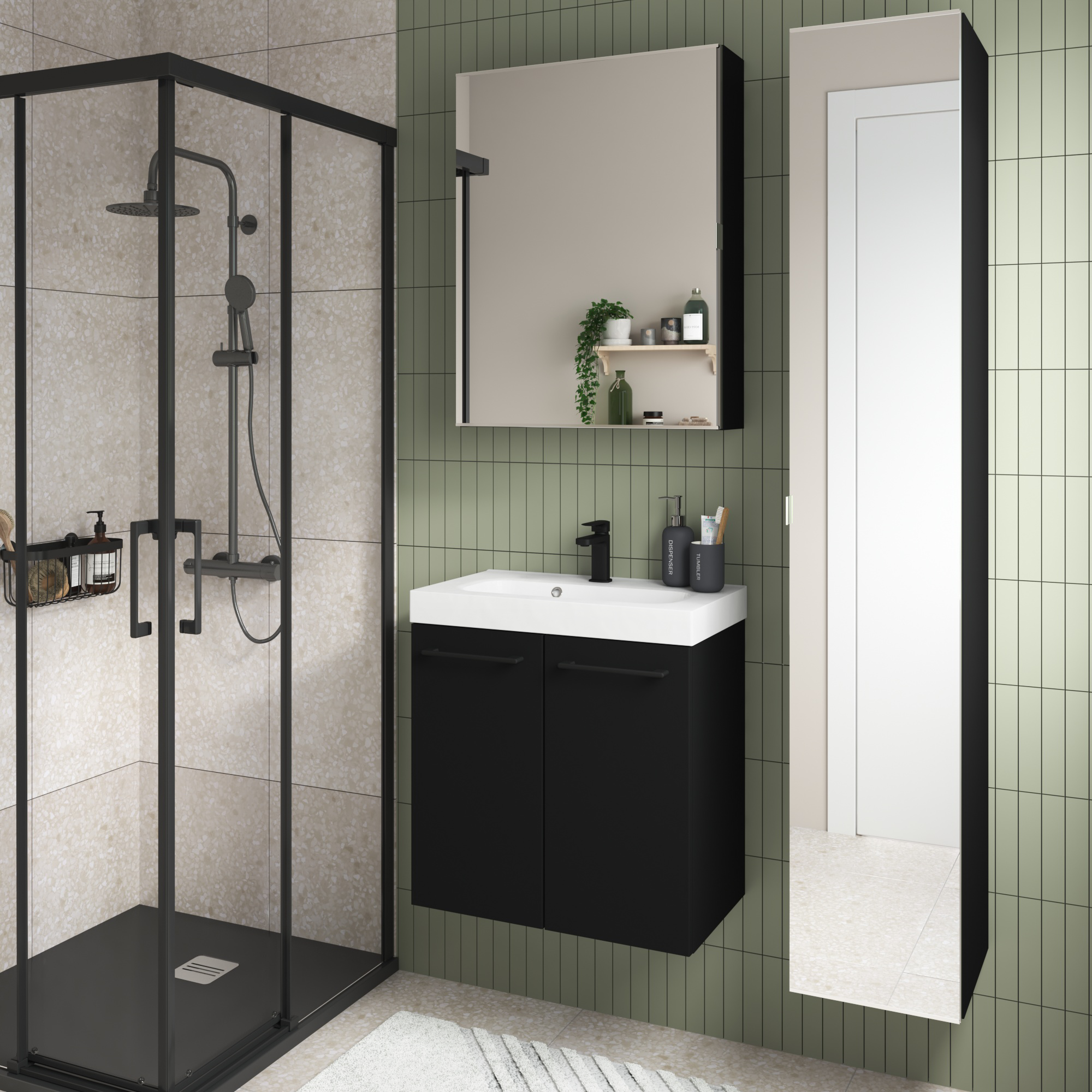 Mueble de baño con lavabo remix negro mate 60x33 cm
